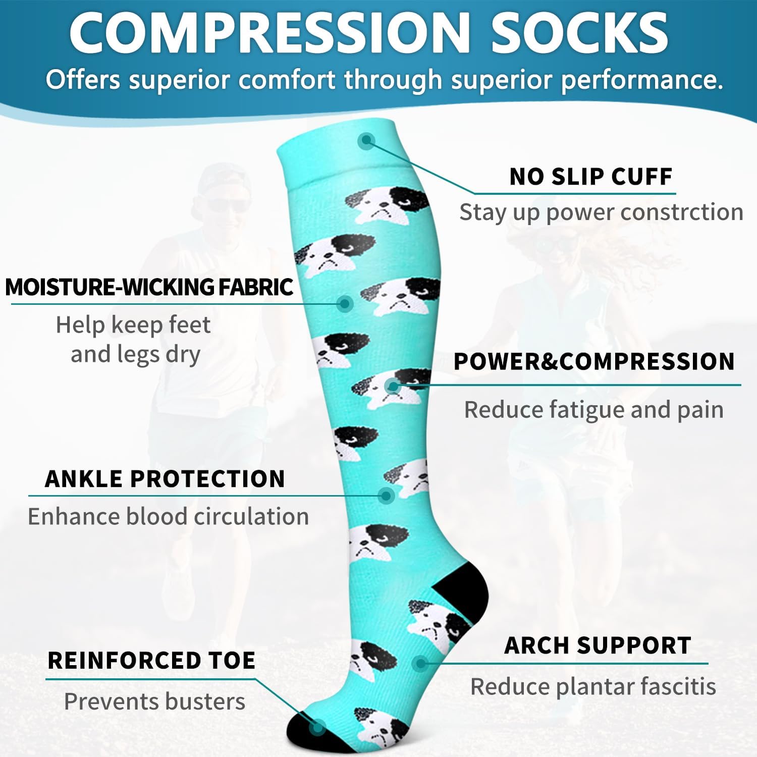 Thumbnail 4 de Bluemaple 6-Pack Copper Compression Socks for Women and Men