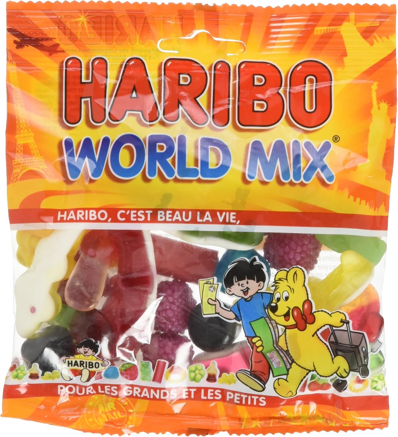 Detalle 2 de HARIBO World Mix – Assortiment de bonbons gélifiés sans colorants artificiels, boîte 900 g