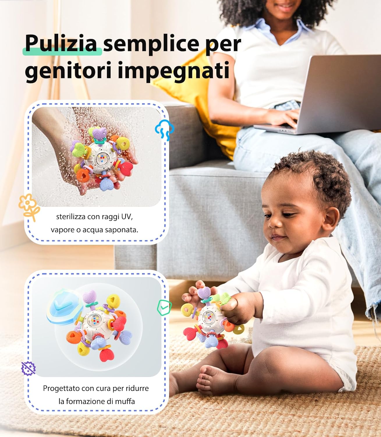 Thumbnail 4 de Infinno Sonaglio Dentizione per Neonato 0-12 mesi in silicone alimentare BPA free