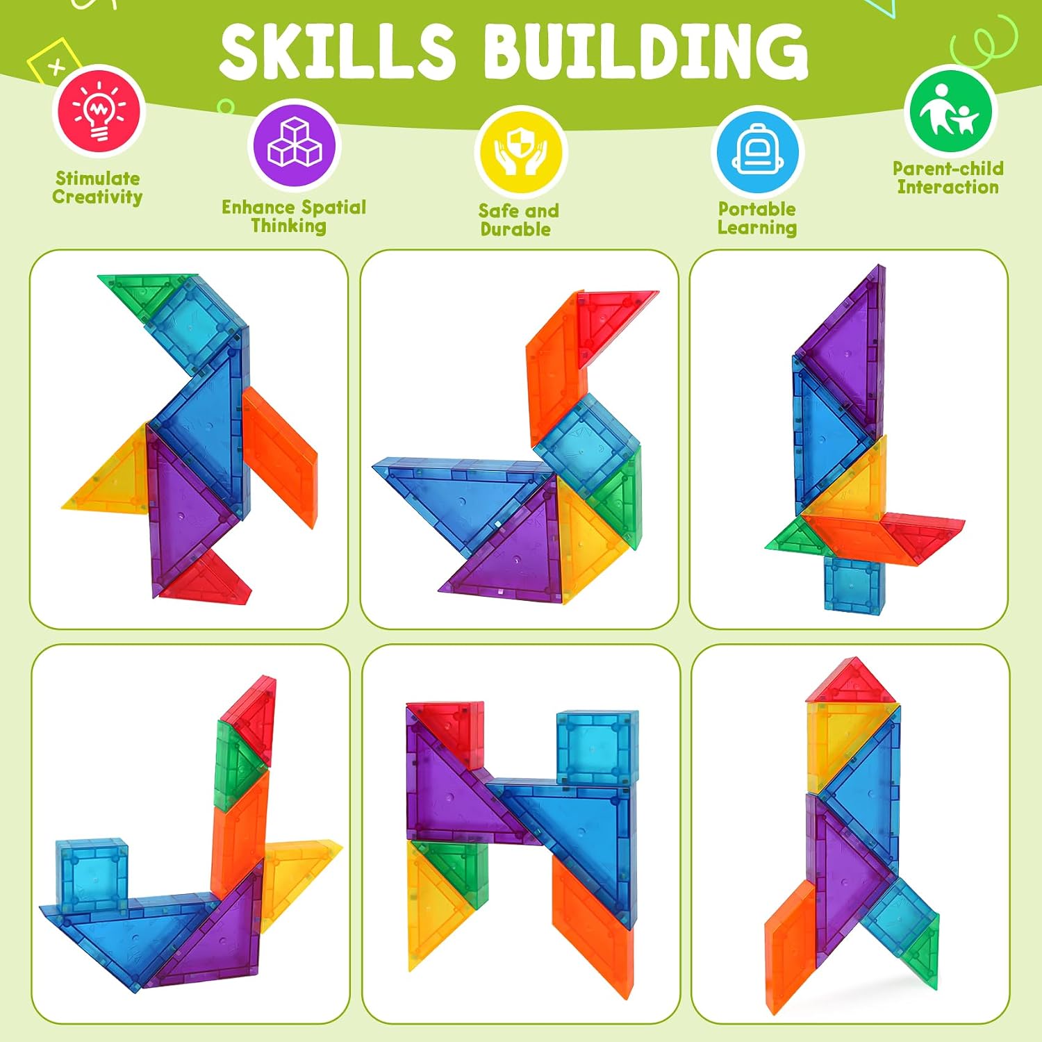 Detalle 1 de Magnetic Travel Tangram Puzzle with 400 Solutions