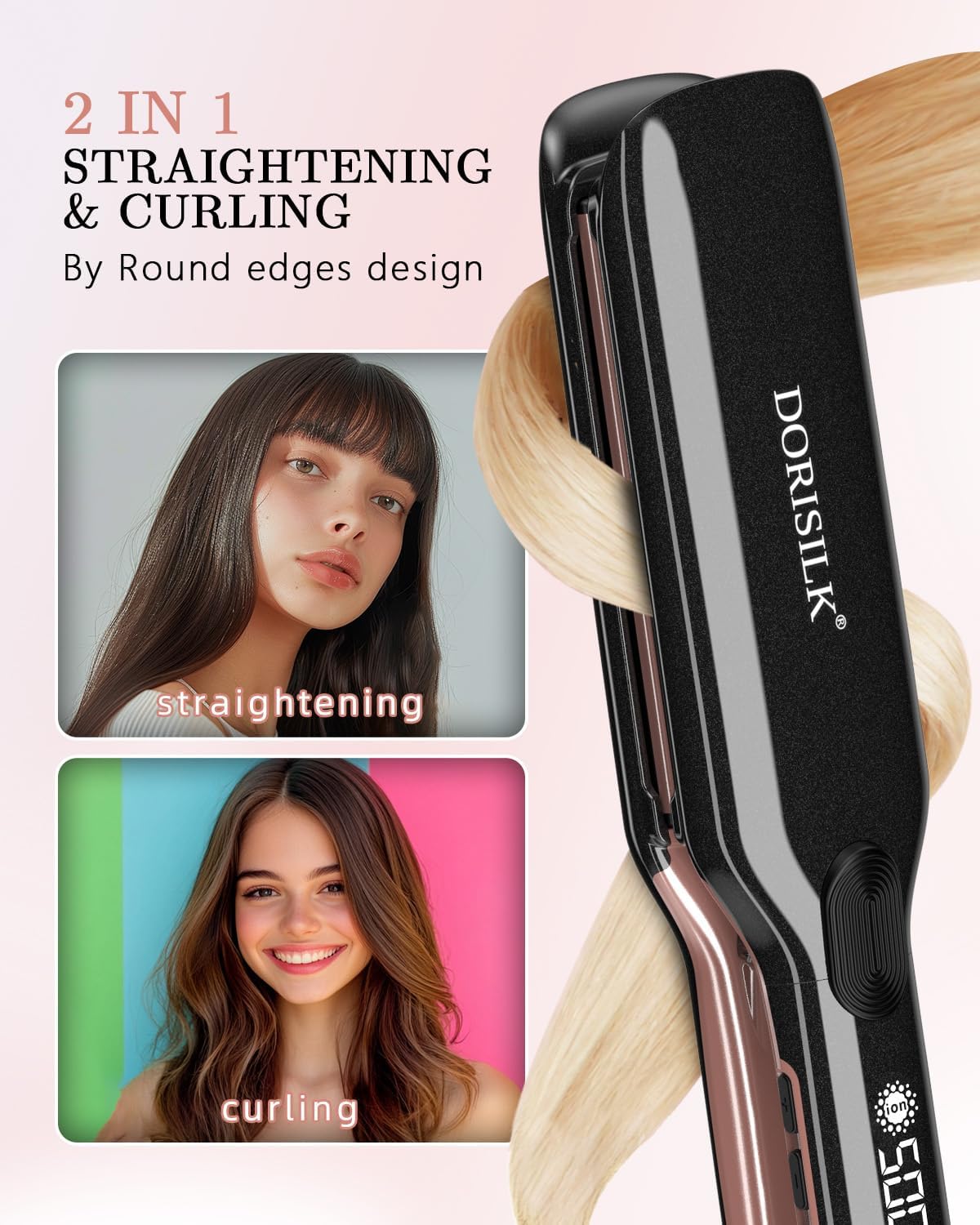 Thumbnail 3 de DORISILK 500 Degree High Temp Professional Hair Straightener & 2-in-1 Curler