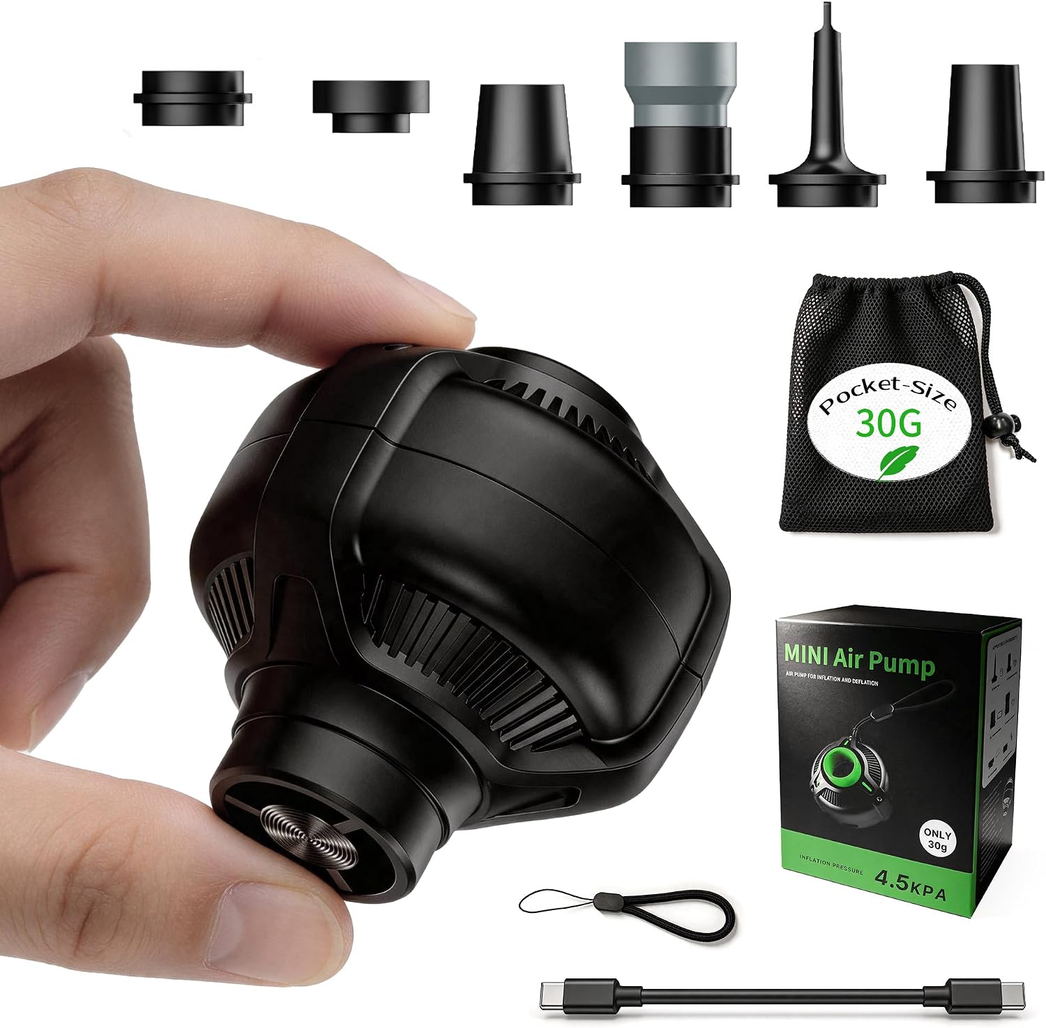 Detalle de Origem Mini Pompa per Materasso Gonfiabile — 30 g, USB-C, gonfiaggio rapido