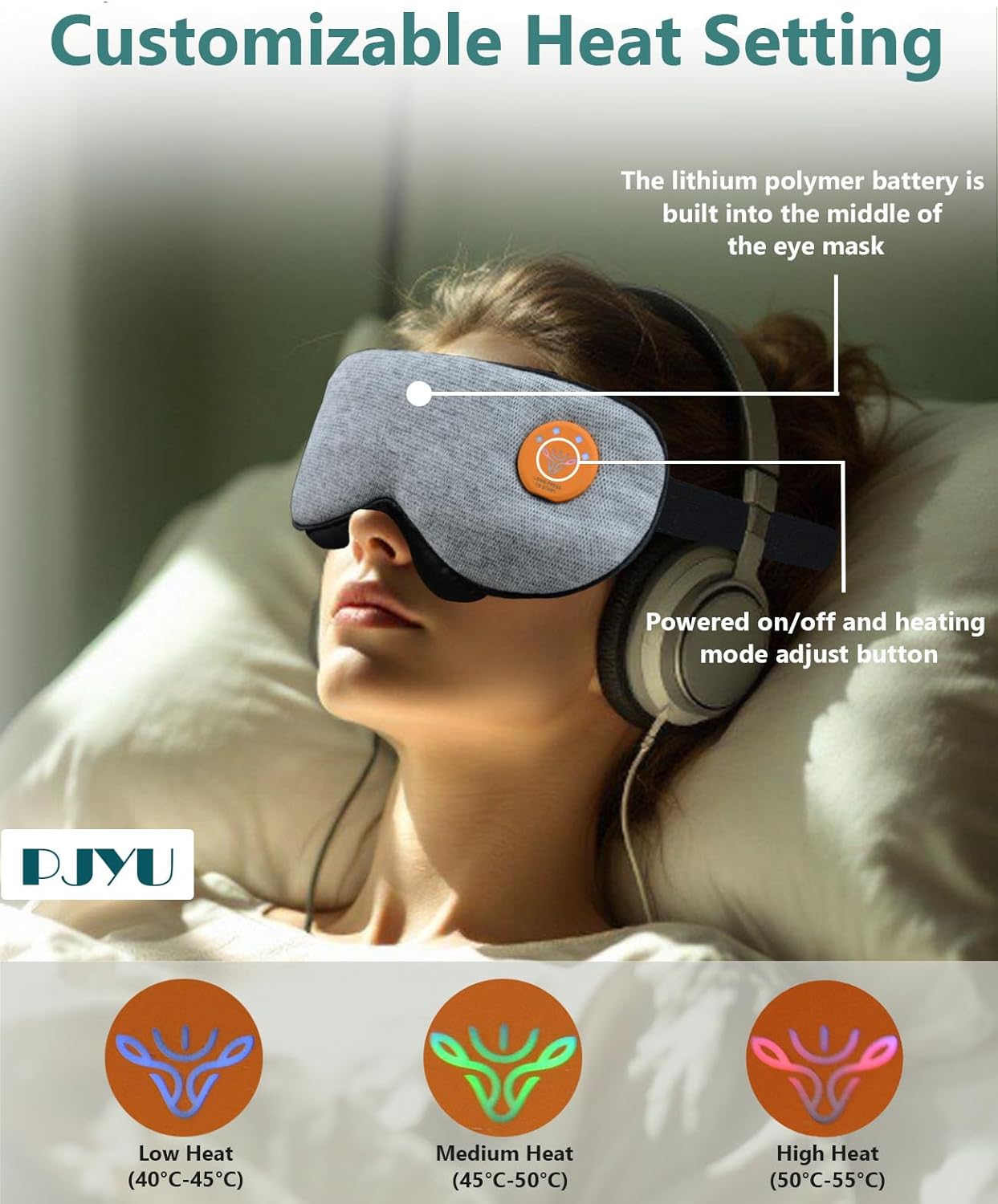 Thumbnail 3 de PJYU Heated Eye Mask for Dry Eyes: Rechargeable, Light-Blocking, with Adjustable Heat