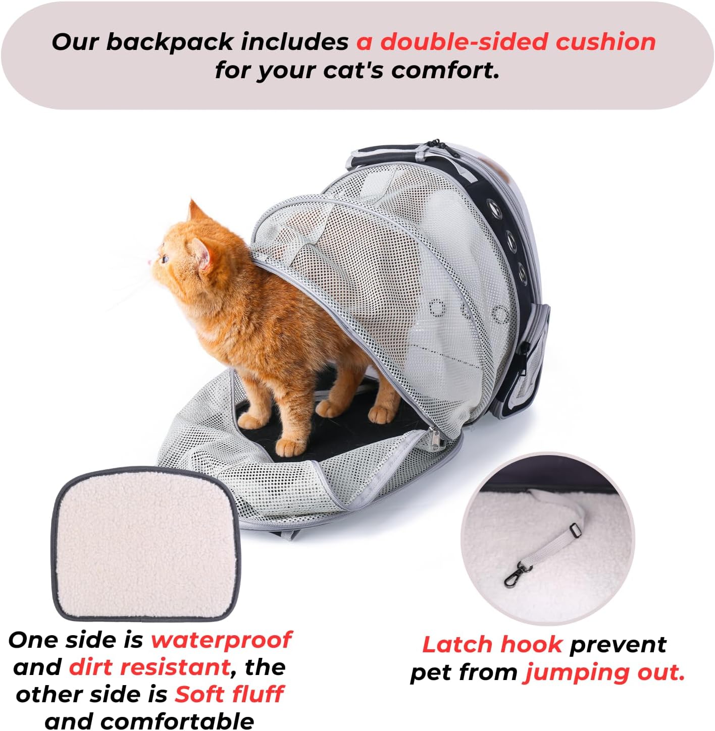 Detalle 2 de Lollimeow Cat Carrier Backpack, 14 lb Capacity