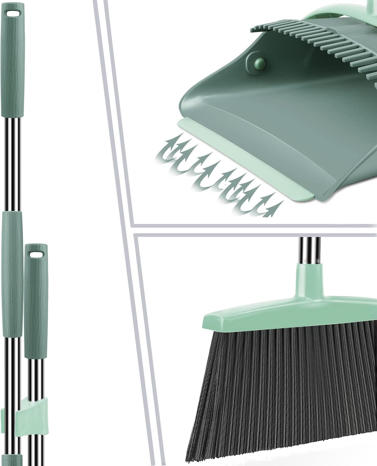 Thumbnail 2 de Ivandar Long-Handle Broom and Dustpan Set 51.2 in