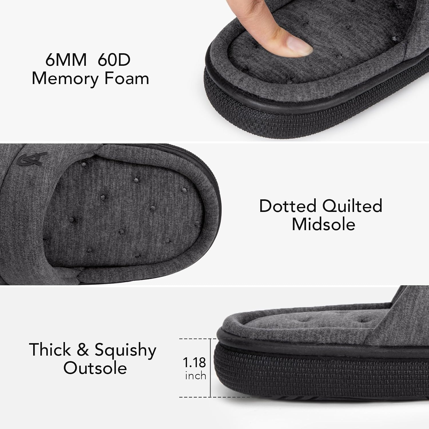Detalle 2 de VeraCosy Men’s Open-Toe Slide Slippers with Memory Foam