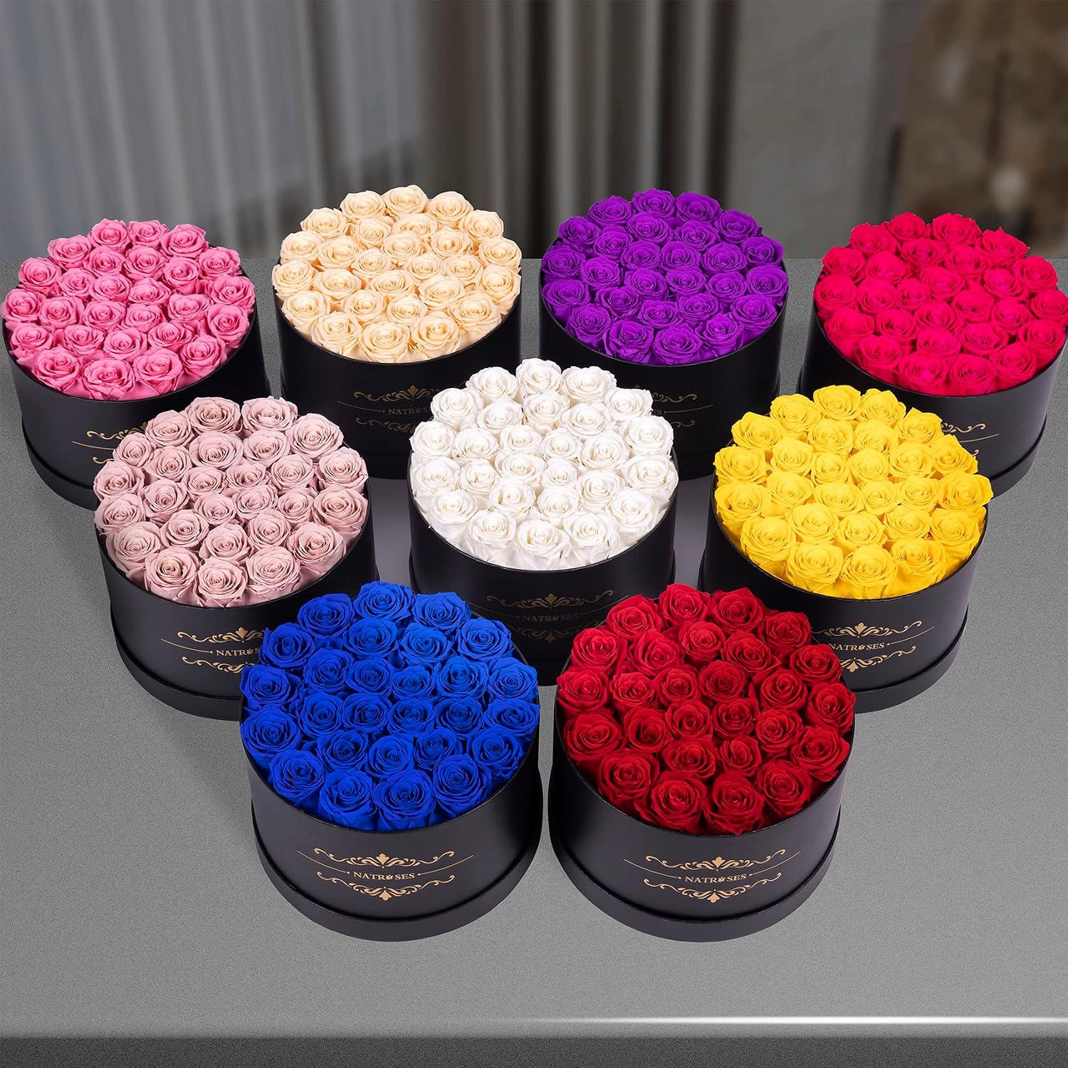 Detalle de NATROSES Gifts for Her 27-Piece Forever Preserved Roses in a Box (Buttermilk)