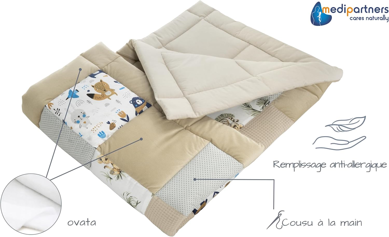 Thumbnail 4 de Medi Partners Tapis d'éveil Bebe 100x100 cm – Motricité et douceur en coton certifié OEKO-TEX