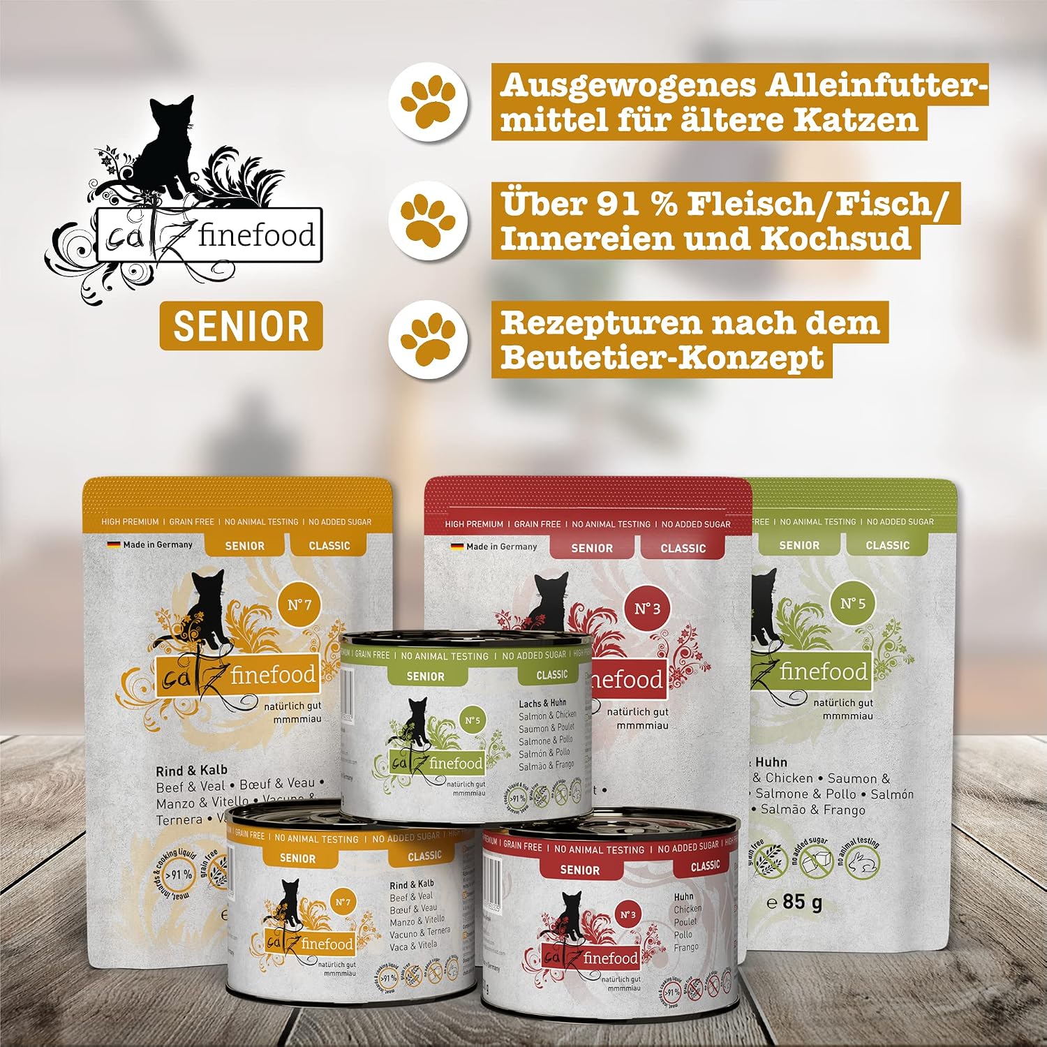 Thumbnail 2 de catz finefood Senior N°07 Rind & Kalb – Nassfutter für Senior-Katzen (16 x 85 g)
