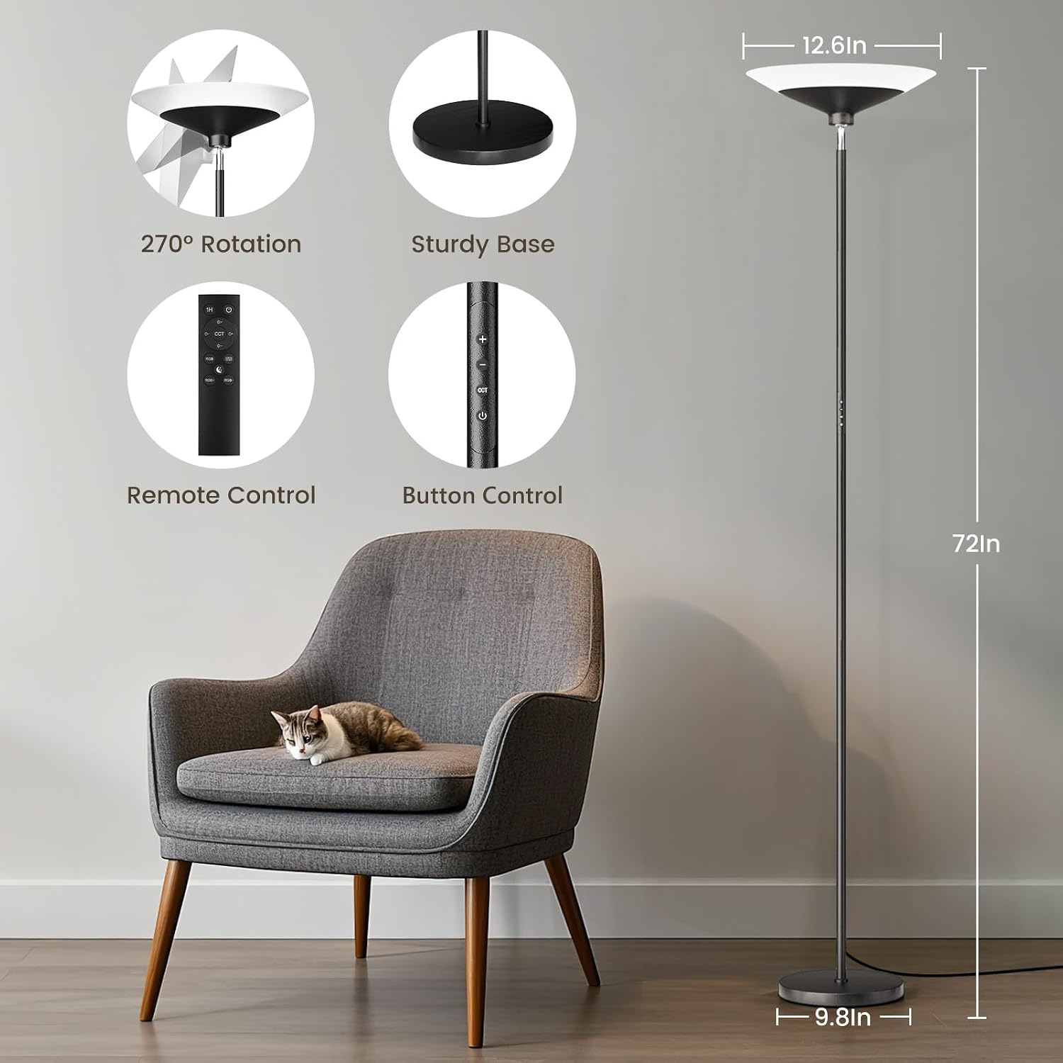 Thumbnail 6 de SIBRILLE MF30021R.4 Torchiere Floor Lamp, RGB LED, Dimmable, Remote and Button Control