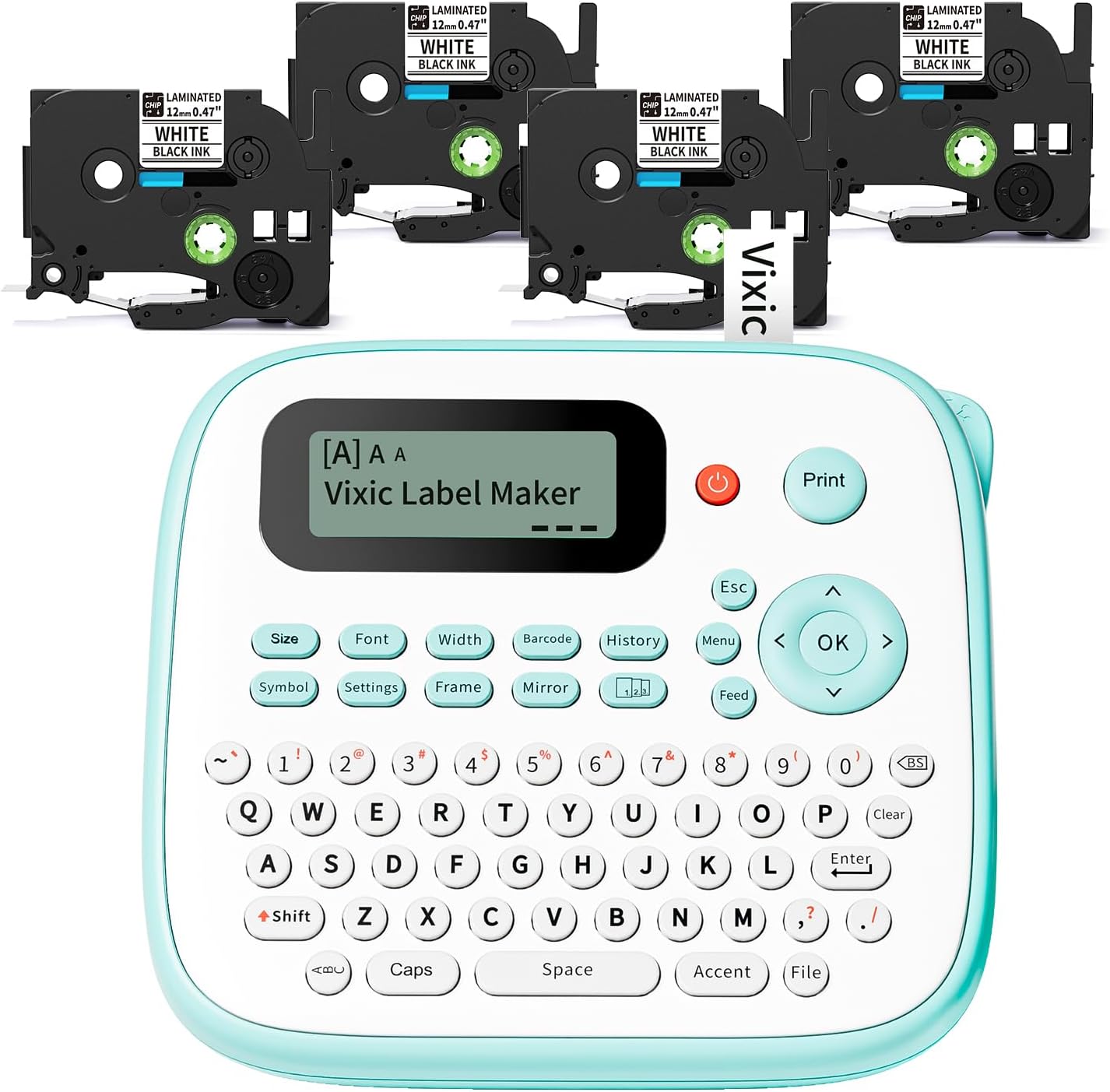 Vixic D210S Label Maker with 4 Laminated Tapes, QWERTY Keyboard and USB-C