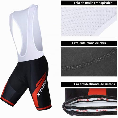 Thumbnail 4 de X-TIGER Conjunto Ciclismo Hombre: Maillot y Culotte con acolchado 5D y secado rápido