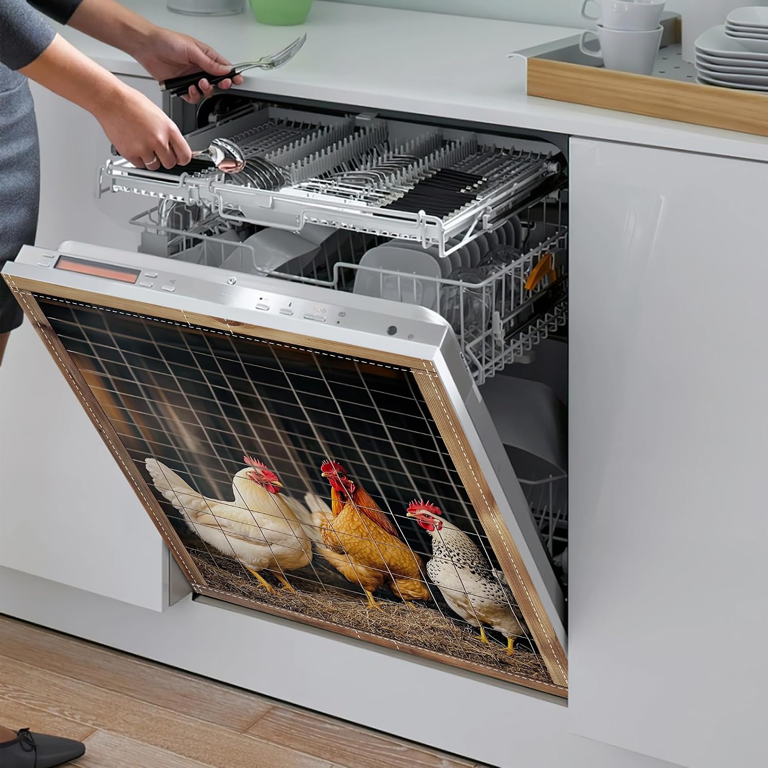 Thumbnail 6 de ZIHONSE Farm Chicken Dishwasher Magnet Cover, 23 x 26 Inches, Coated Canvas