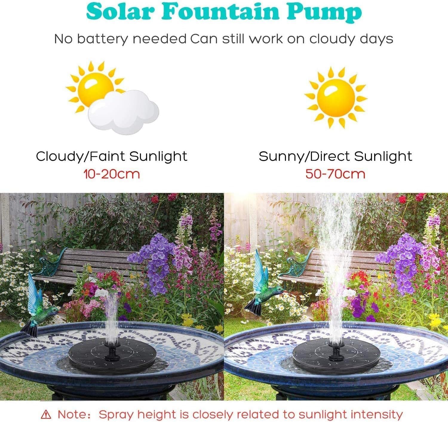 Detalle de Solar Springbrunnen – Solar Teichpumpe mit 5 Effekte, 6 Sprühmustern und 40–70 cm Spritzhöhe