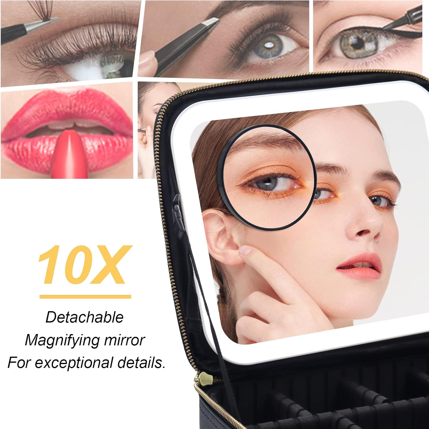 Thumbnail 5 de Makeup Bag with Light Up Mirror – Leopard, Travel Case with Adjustable Brightness