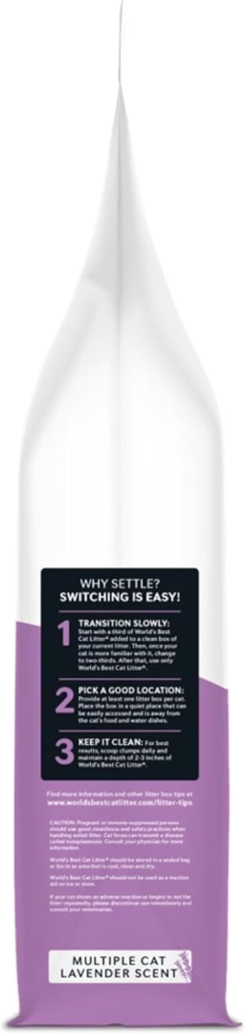 Detalle 2 de WORLD'S BEST CAT LITTER Multiple Cat Lavender Scent, 28-Pounds – Natural, Quick Clumping, 99% Dust Free & Flushable