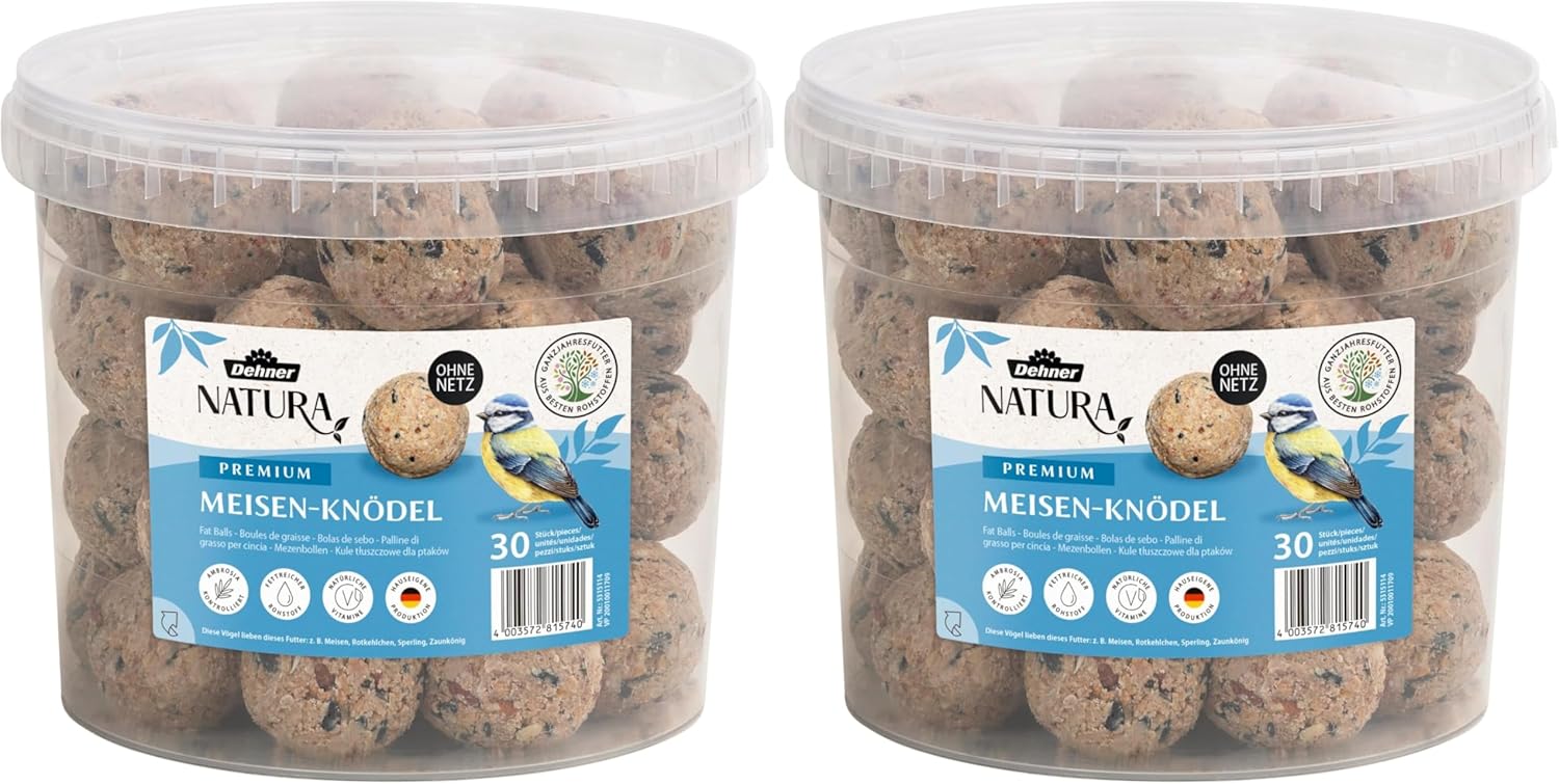 Detalle 2 de Dehner Natura Premium Mangime per uccelli selvatici – palline per cinciallegra, 2,7 kg (30 pezzi da 90 g) senza rete