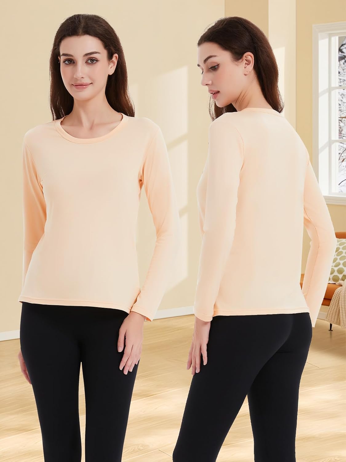 Detalle de Soudittur Maglia Termica Donna a Manica Lunga con Pile Interno