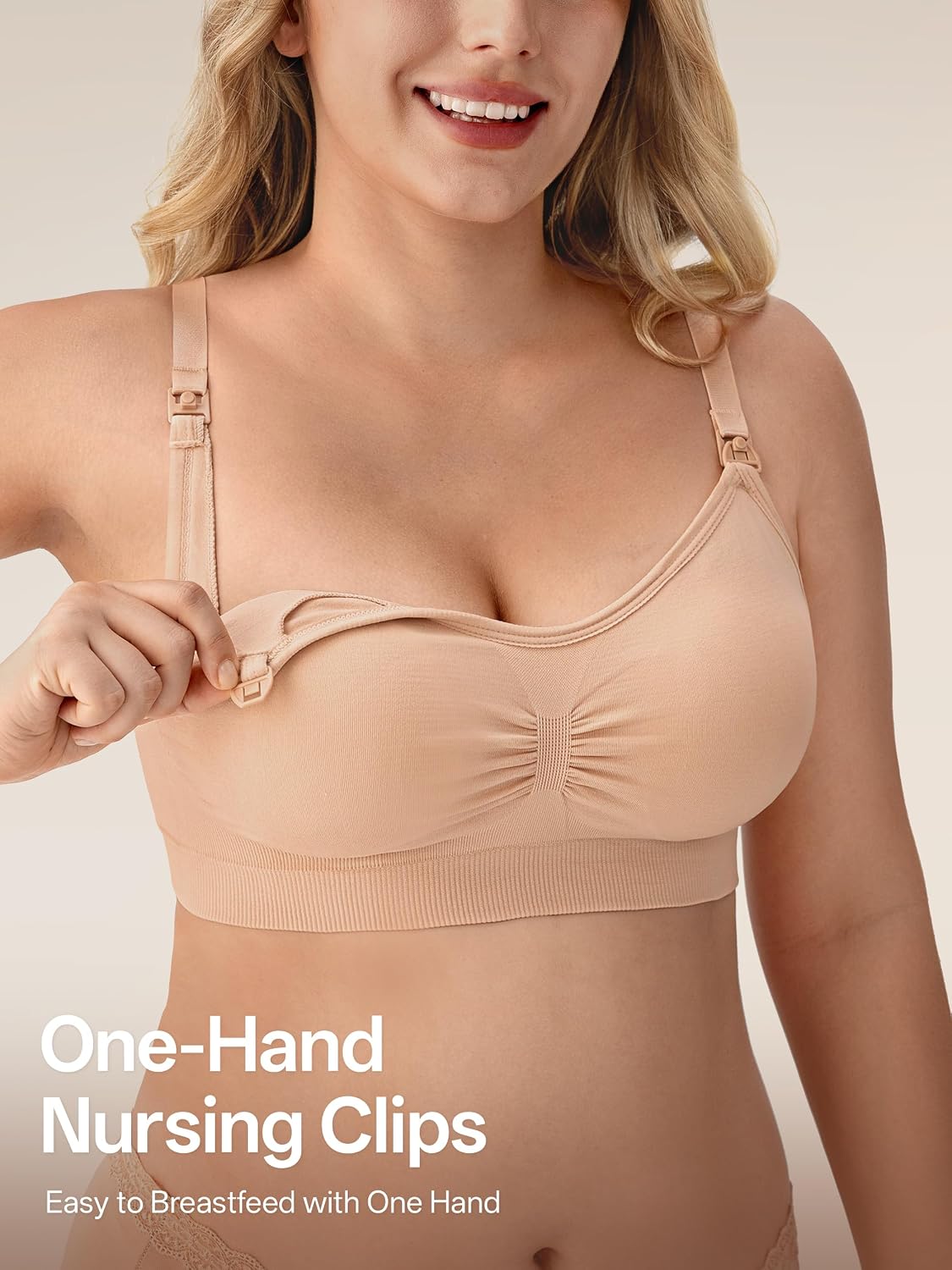 Detalle 2 de Angelhood Women’s Nursing Bras, 5-Pack, Seamless Wireless V-Neck
