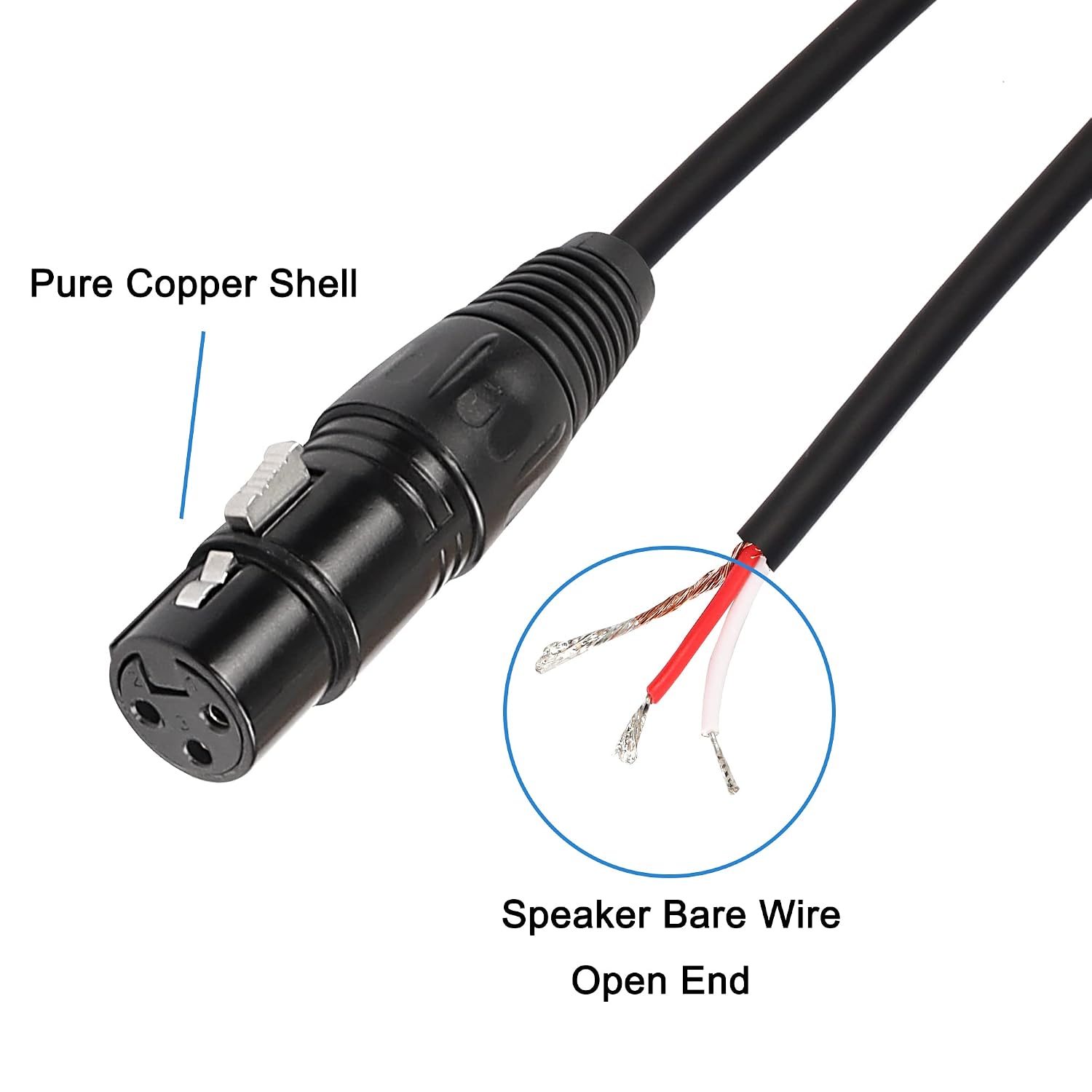 Detalle 2 de MEIRIYFA MD-XLR-50M XLR Pigtail Cable, 0.5 m, Male 3-Pin to Bare Wire
