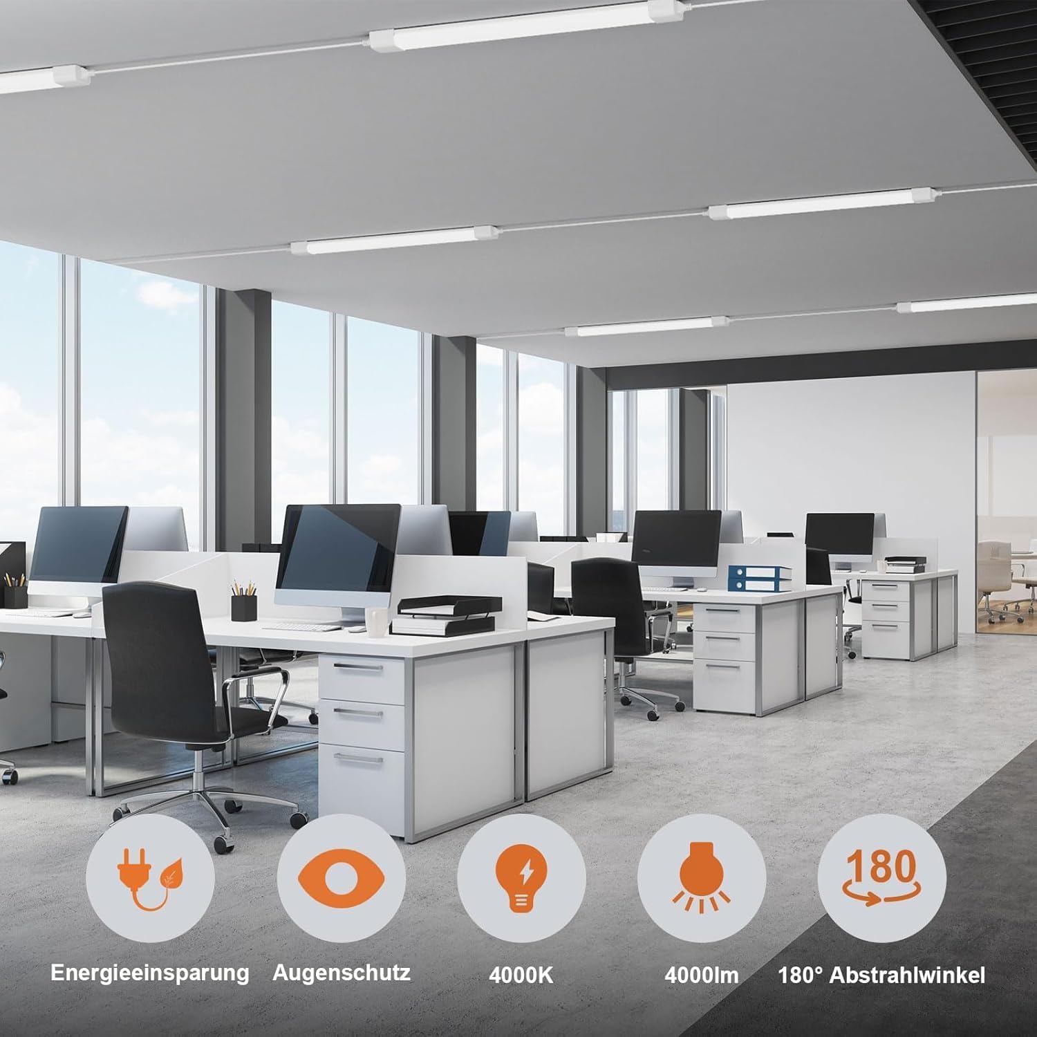 Detalle de Modlicht 2x LED Feuchtraumleuchte 120 cm, IP65, 36 W, 4000 K, 4000 lm, flach & verbindbar