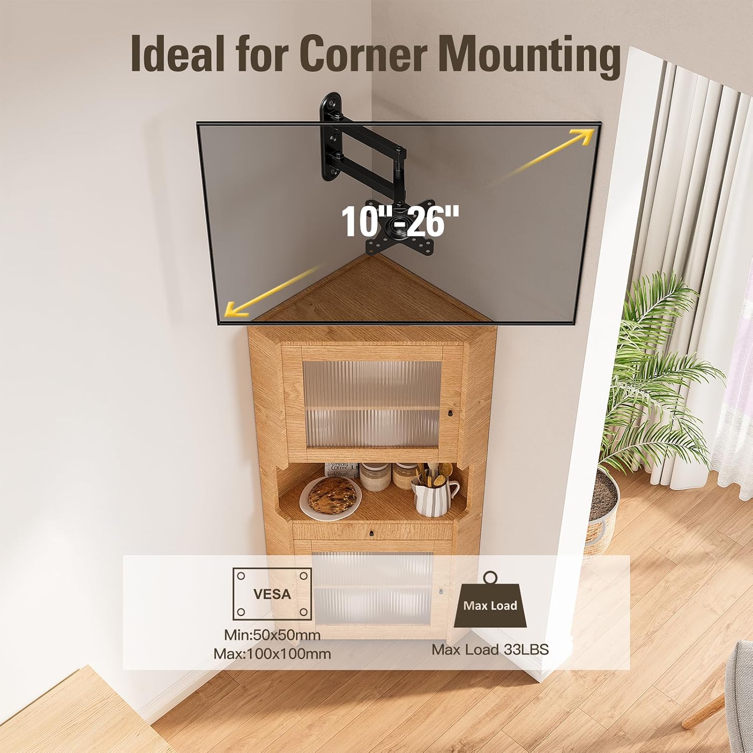 Detalle de Mounting Dream MD2463 UL Listed Full Motion TV Wall Mount for 10–26 Inch Displays