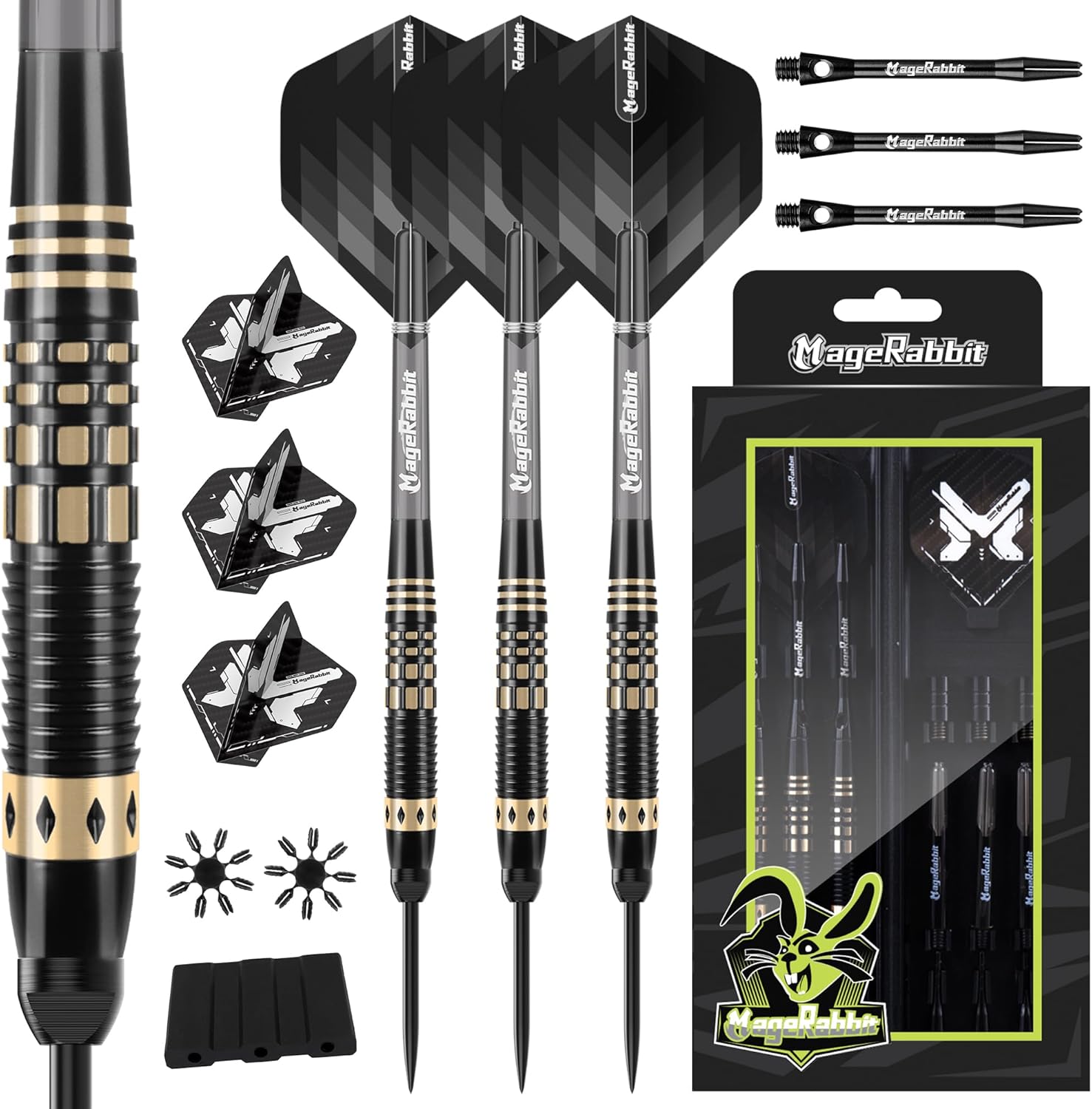 Thumbnail 6 de MageRabbit Metal Tip Darts (18g) with extra flights & aluminium shafts – 3 pack steel tip darts