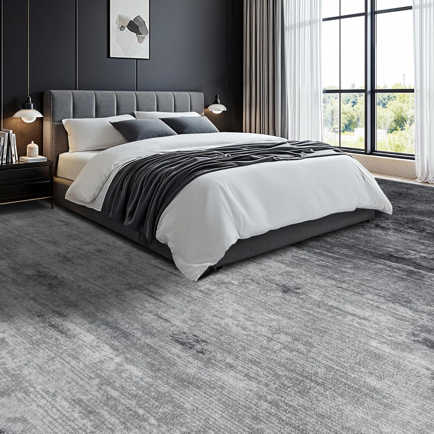 Thumbnail 1 de LIANLAM Washable Rug 8x10 Area Rug (Gray) with Stain-Resistant, Non-Slip TPR Backing