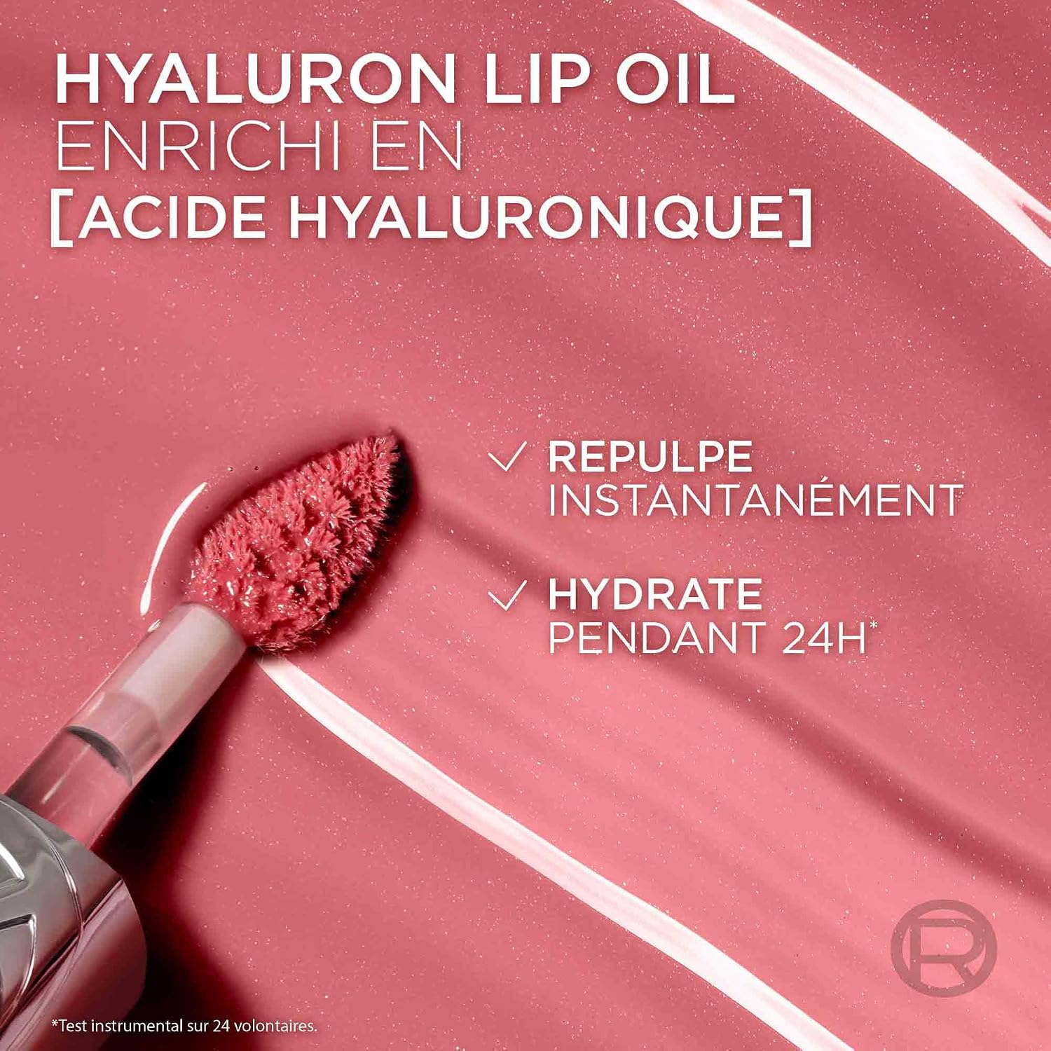Detalle de L’Oréal Paris Gloss Hyaluron Lip Oil Plump Ambition – Teinte La Nuit Sparkle, huile à lèvres repulpante