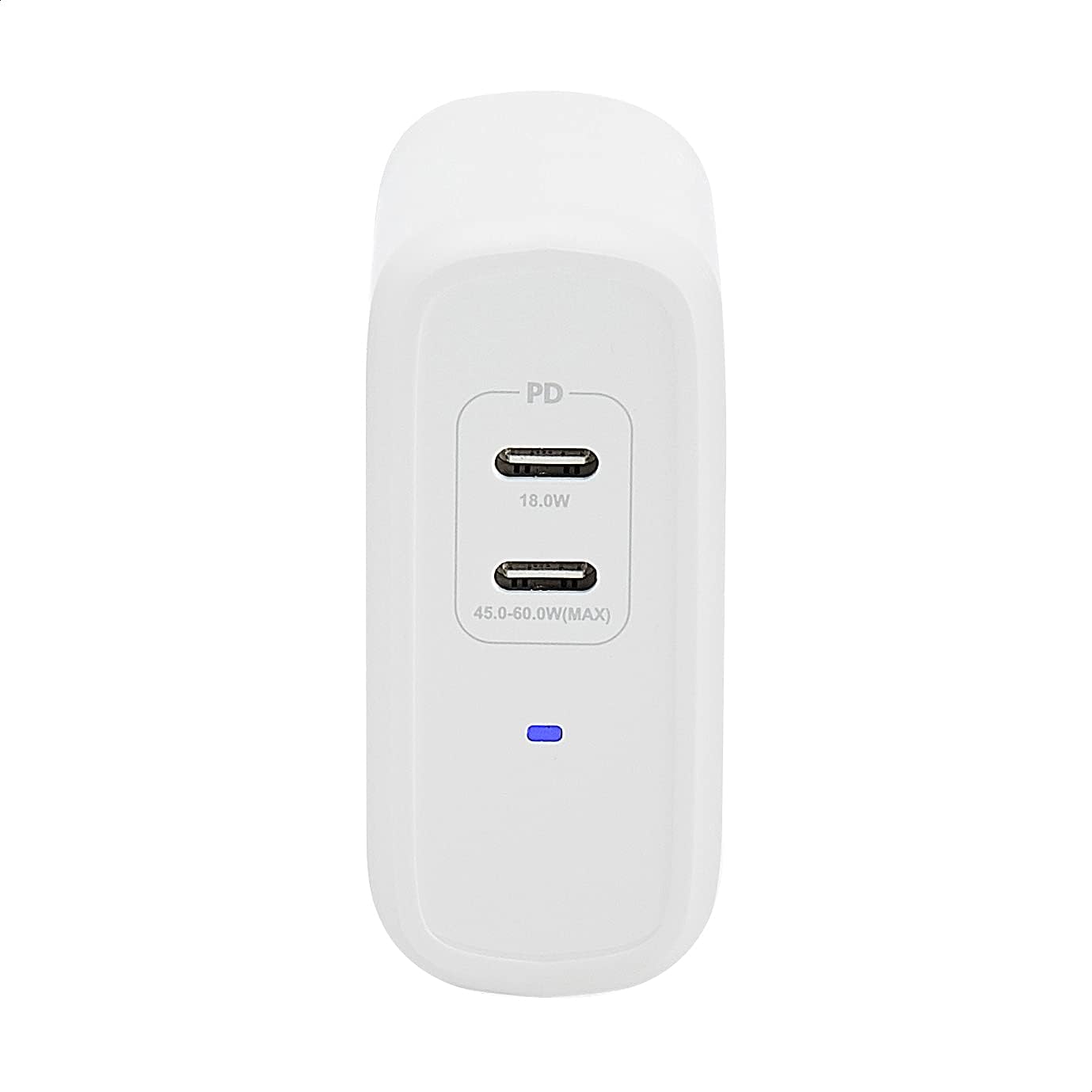 Detalle de Amazon Basics Chargeur mural USB-C 2 ports 68W GaN – compact et sûr pour PC, tablette et téléphone
