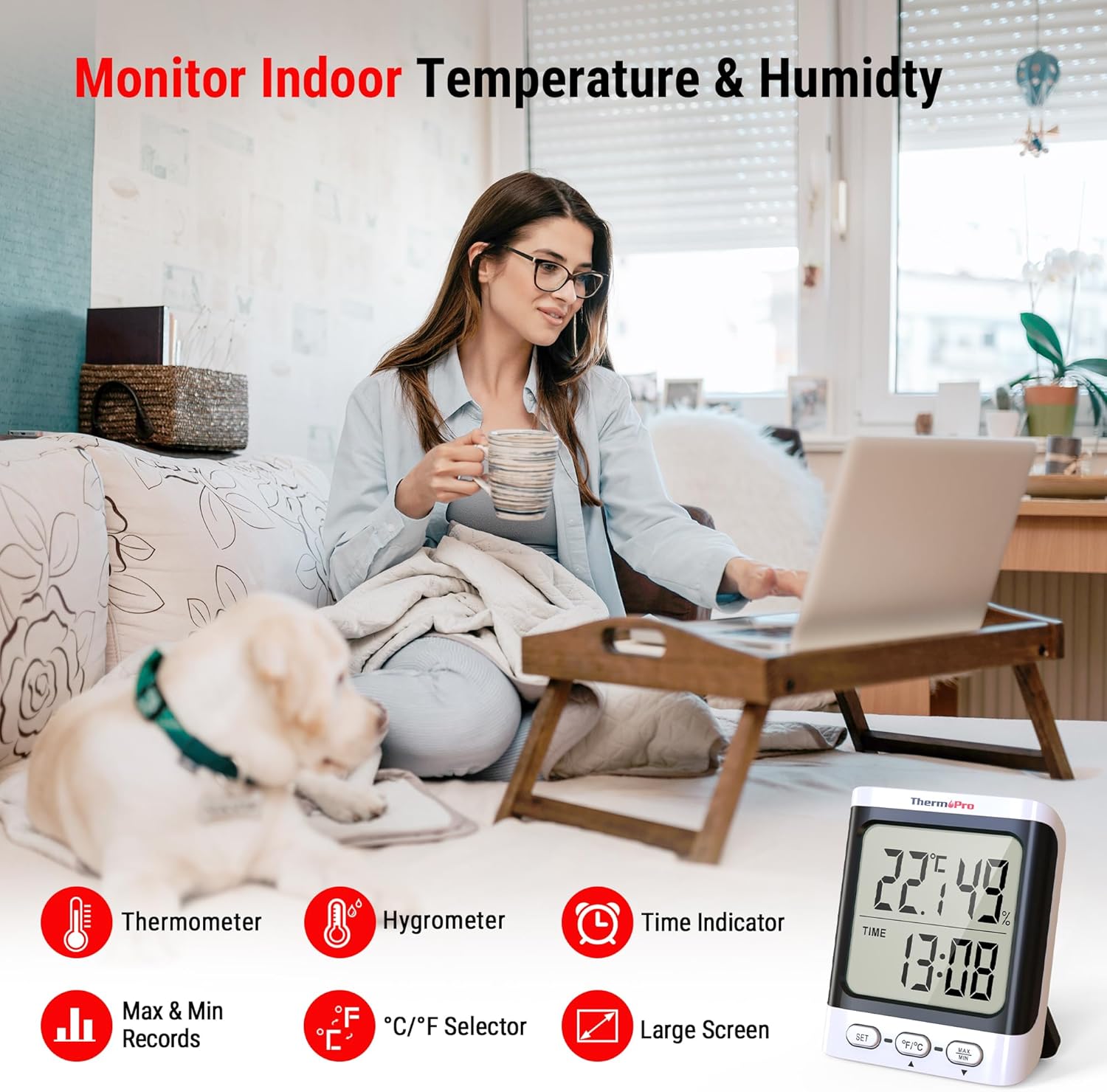 Thumbnail 4 de ThermoPro TP152 hygrometer 24‑hour display