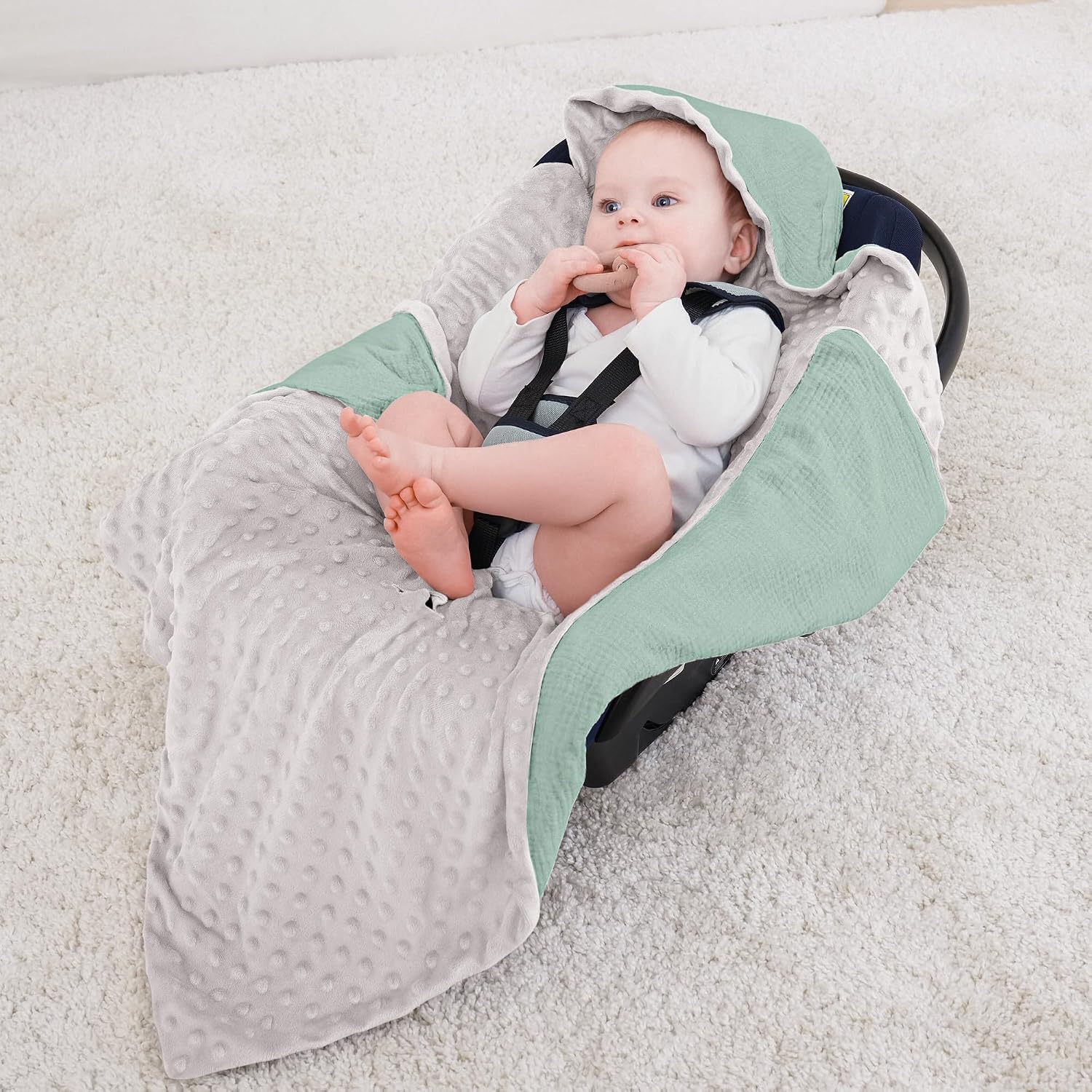 Thumbnail 1 de Bearmoss Einschlagdecke Babyschale 90x90 Grün
