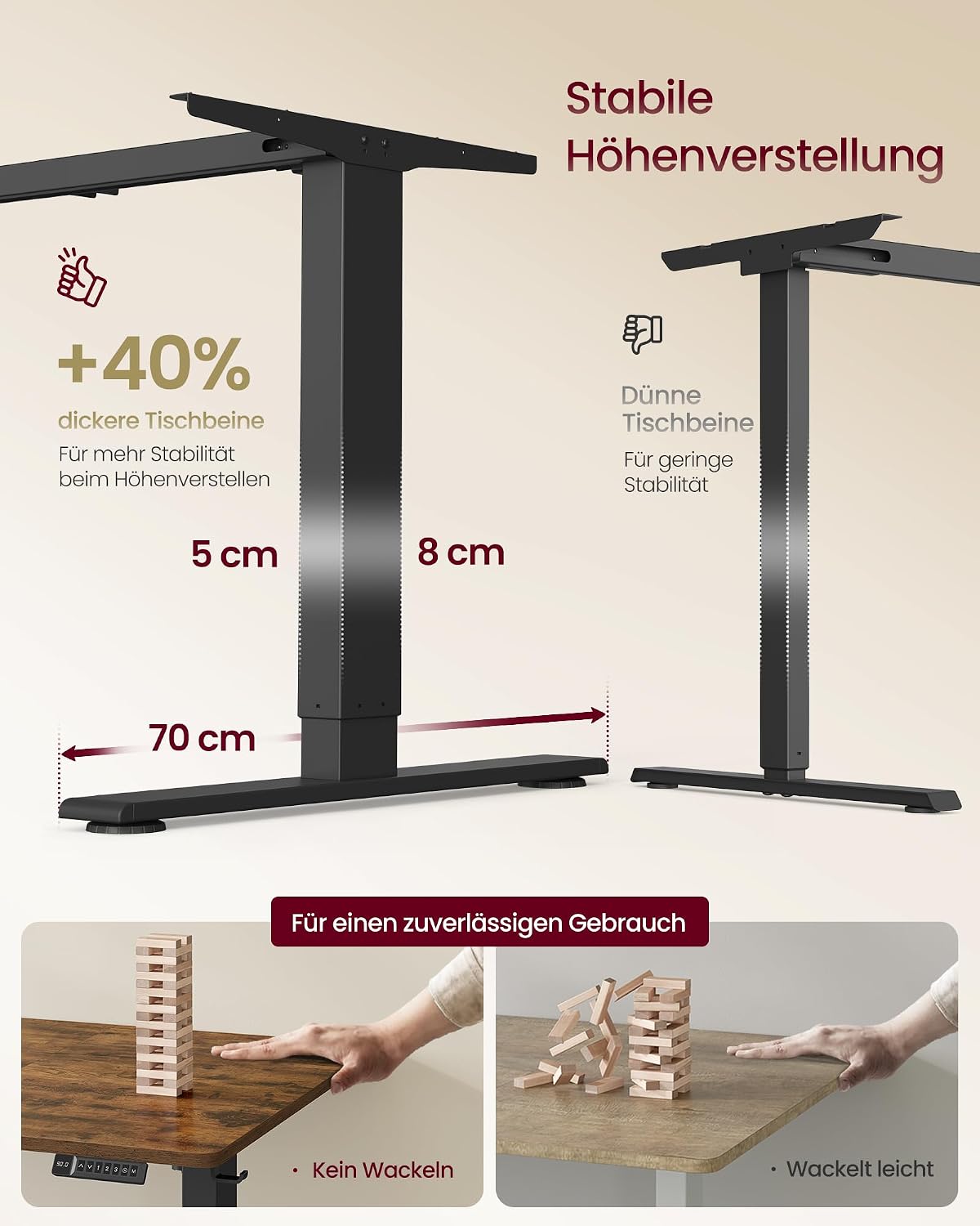 Thumbnail 4 de VASAGLE LSD146KD02 höhenverstellbarer Schreibtisch 160×80 cm