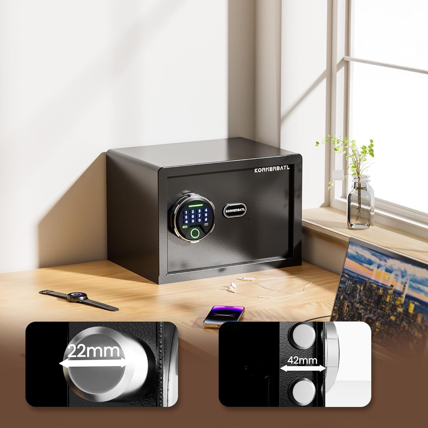 Thumbnail 4 de Smart Biometric safe with fingerprint lock 13.78"W