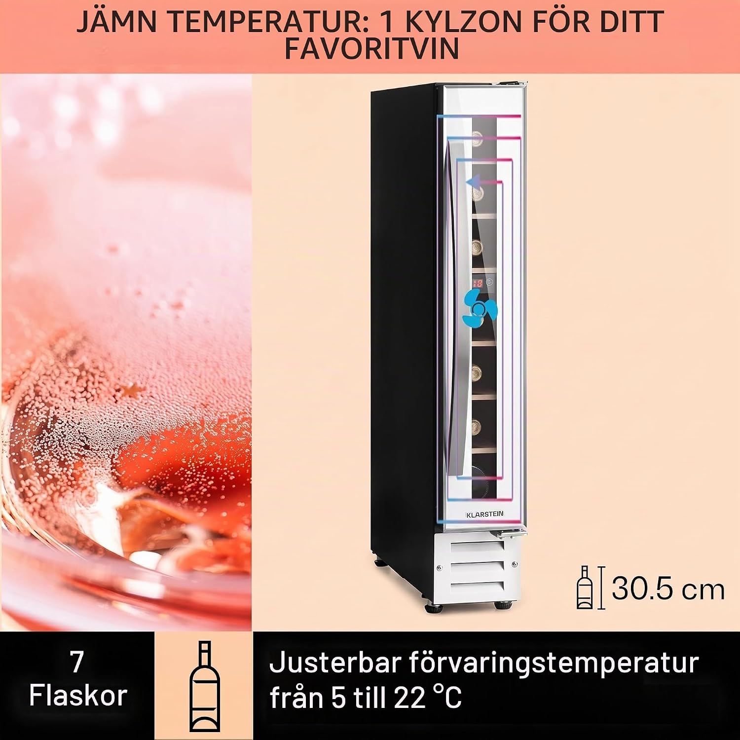 Detalle de Klarstein Vinovilla 7 HEA3-Vinovilla7-Wht vinkyl för inbyggnad, 7 flaskor