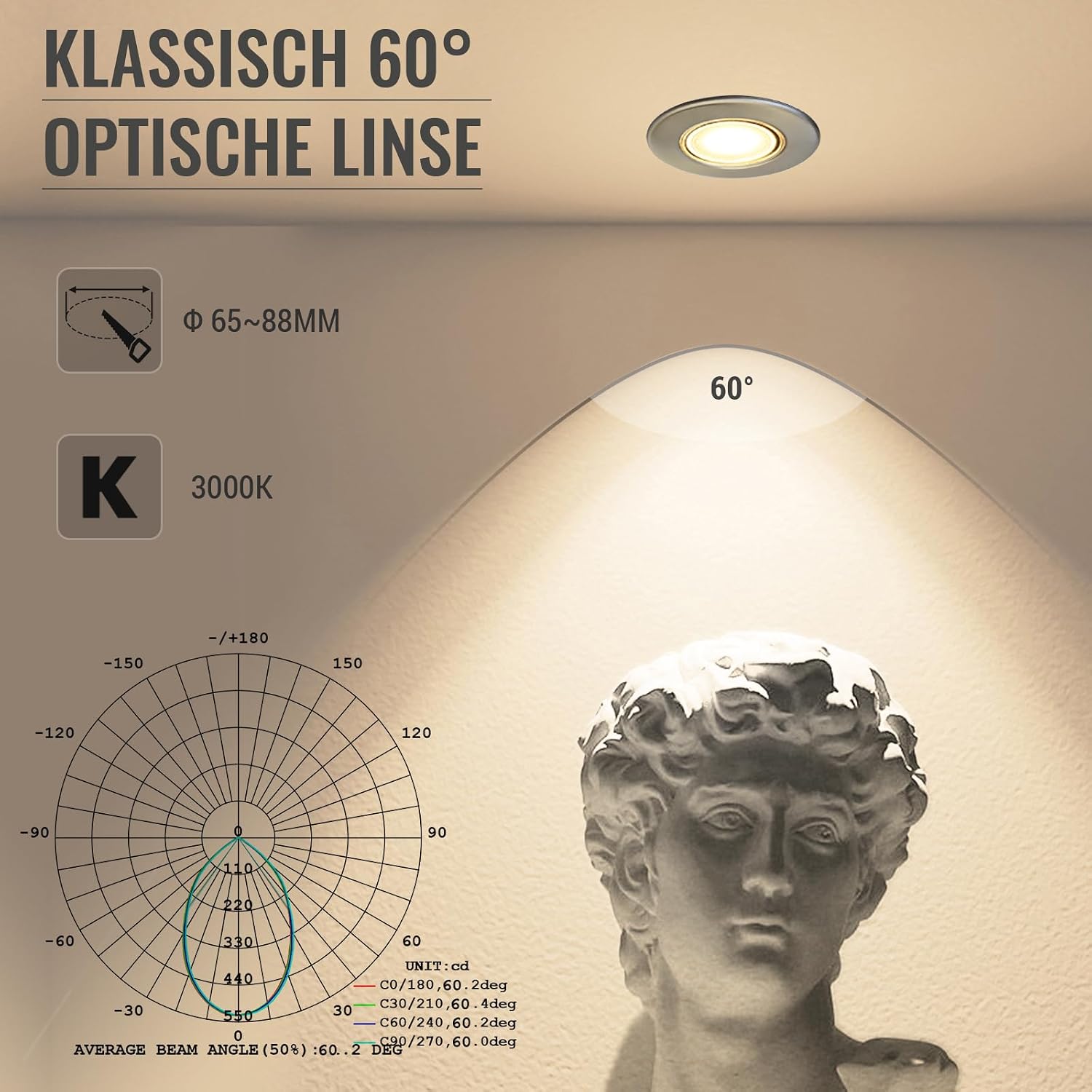 Thumbnail 1 de Wondlumi 6er LED Einbaustrahler Set 7W – 600 lm, 3000K, gebürsteter Edelstahl, 230V