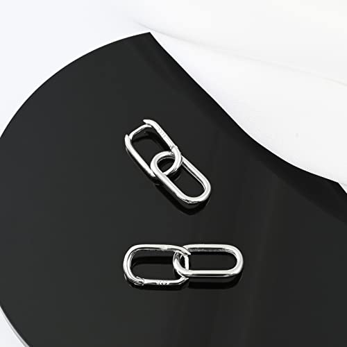 Thumbnail 3 de Weviway 925 Sterling Silver Double Ring Oval Huggie Hoop Earrings