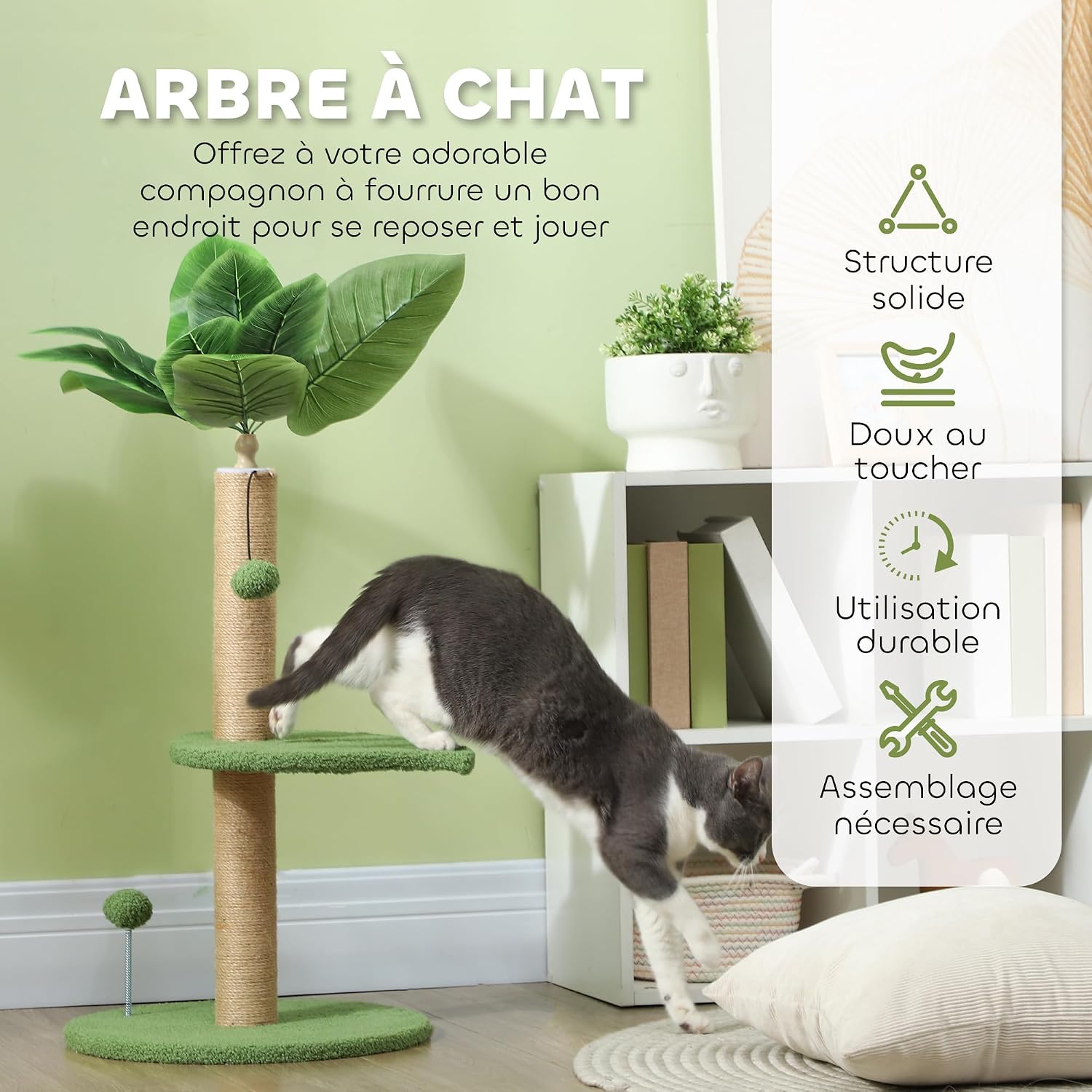 Thumbnail 2 de PawHut arbre à chat 83 cm Vert