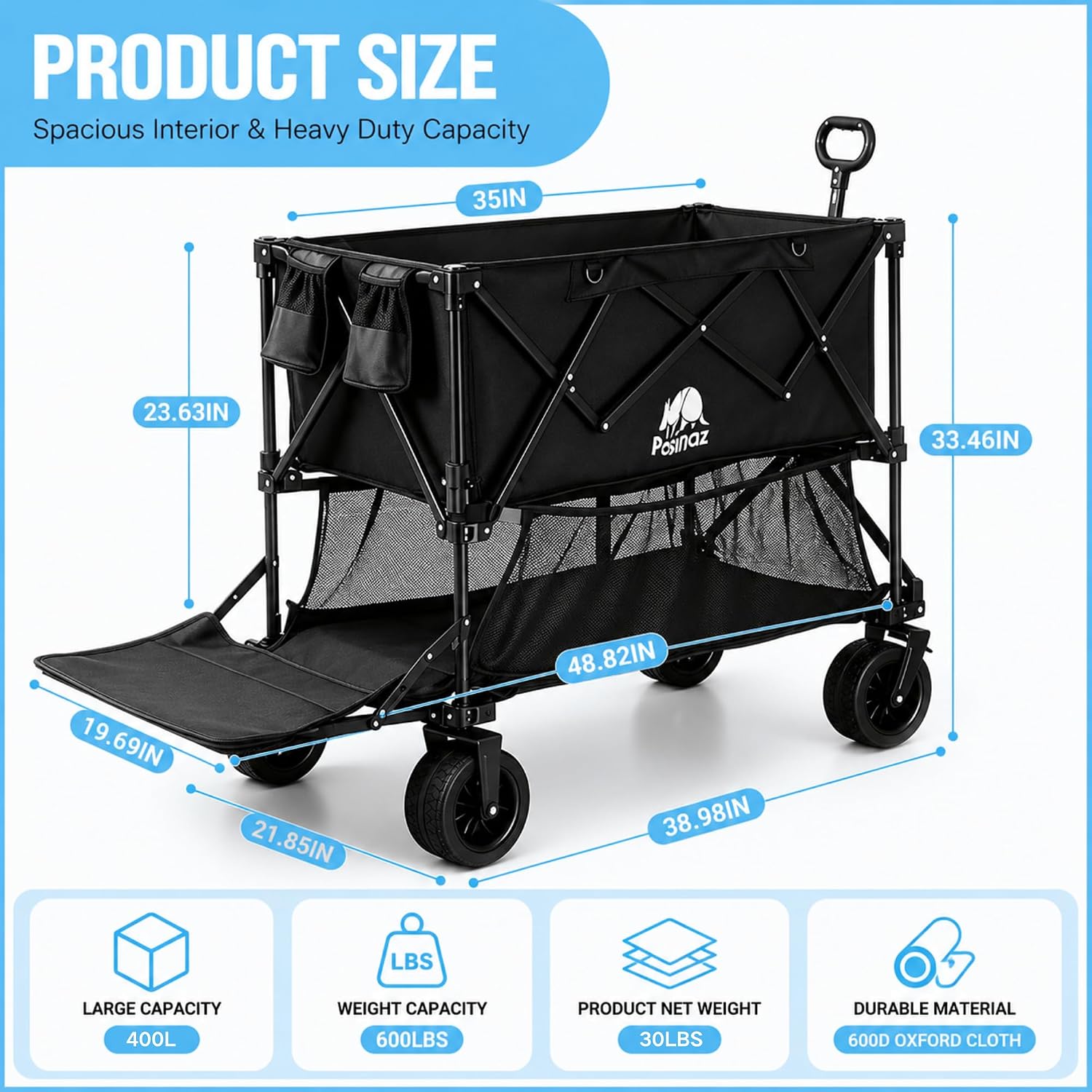 Detalle 1 de Double-Decker Folding Wagon Cart, 400L