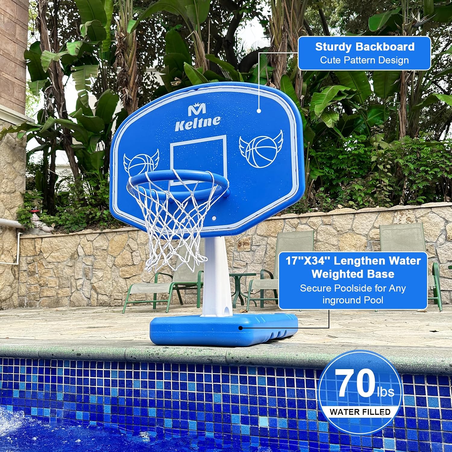 Detalle 2 de Dahivs Pool Basketball Hoop: Large Poolside Hoop Set for Water Games