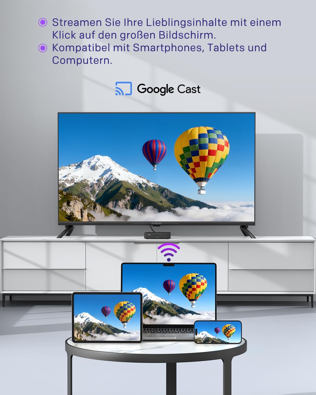 Thumbnail 4 de STRONG SRT420 4K Streaming Box mit Android TV, DVB‑T2, Ethernet & integriertem Chromecast