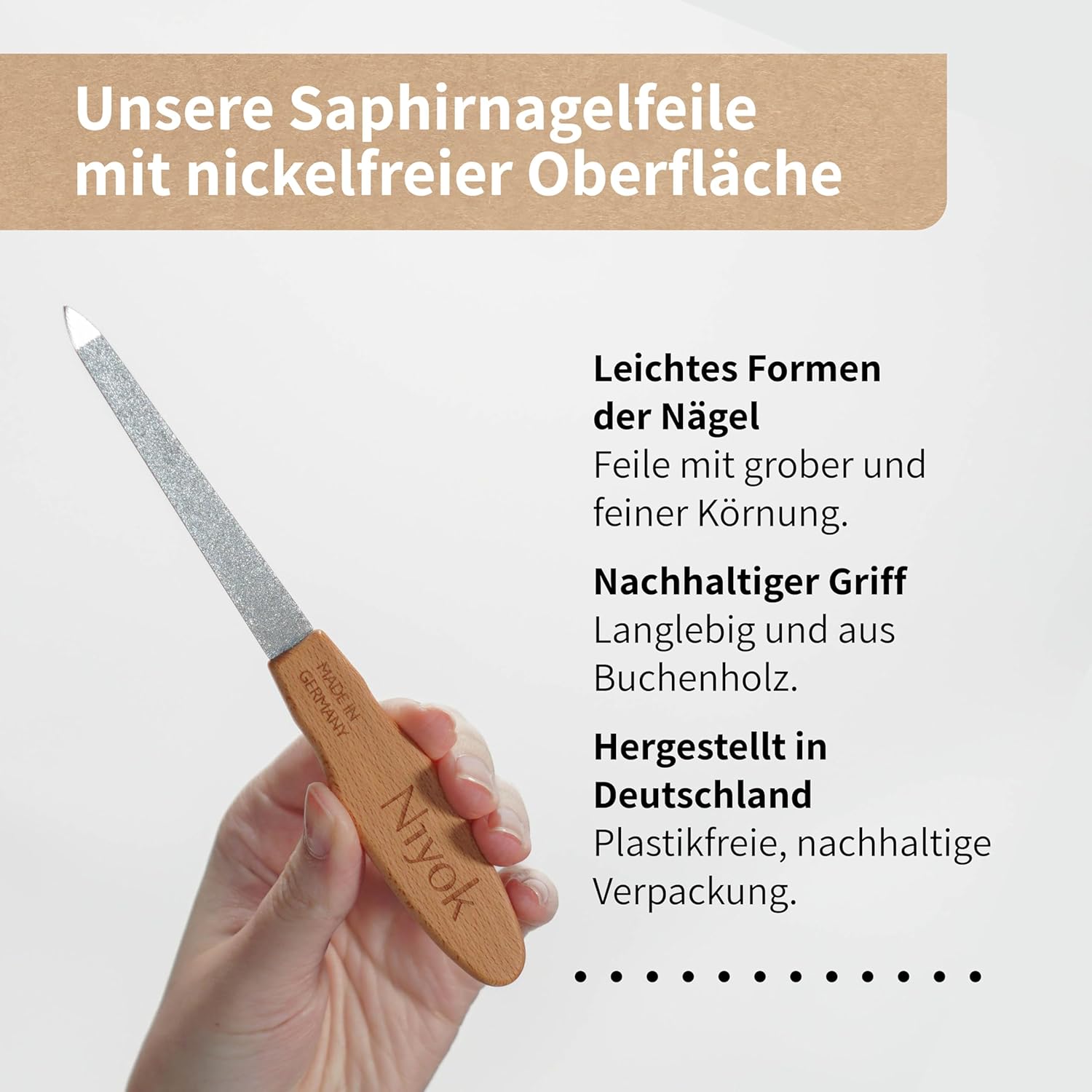Detalle 2 de NIY NIYOK 4060 Lime à ongles avec manche en bois – petite taille