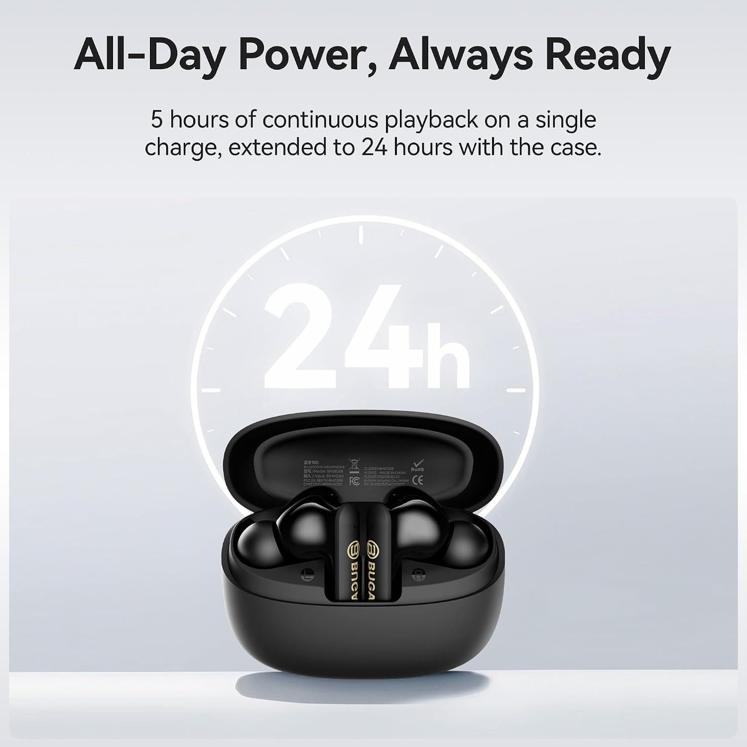 Thumbnail 1 de BUGANI True Wireless Open-Ear Clip Earbuds, Bluetooth 6.0, IPX5, 24-Hour Playtime