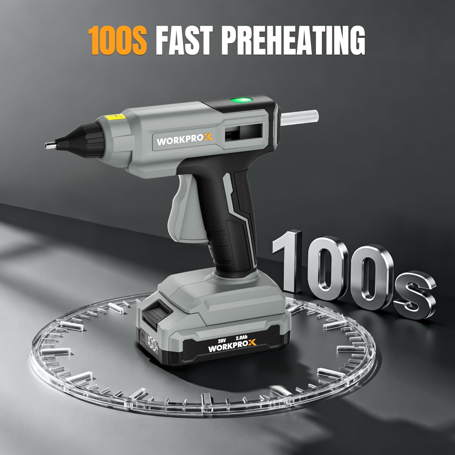 Thumbnail 4 de WORKPROX 80 W Cordless Hot Glue Gun with 90-Minute Runtime and 20-Piece Glue Sticks