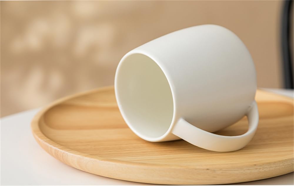 Detalle de TREEWOO Classic Large Capacity Ceramic Belly Mug 380ml/13oz – Nordic Matte Finish, White Interior