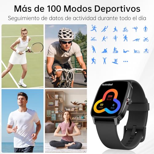 Thumbnail 5 de KIBFLE Reloj Inteligente 1.85'' con Llamadas Bluetooth, Voz AI y 110+ Modos Deportivos