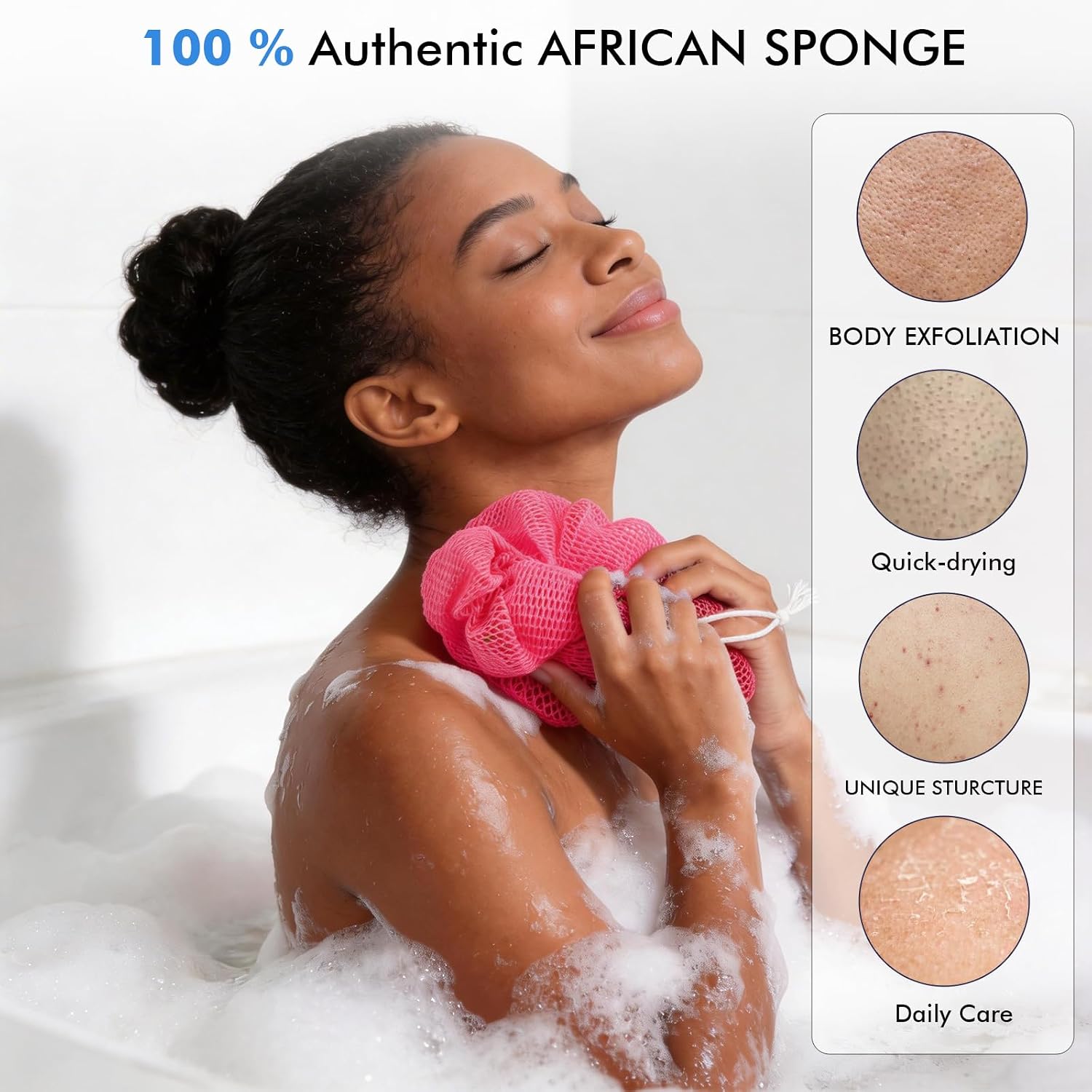 Detalle 2 de InemzTal African Net Sponge set of 2 with gift box, nylon exfoliating mesh