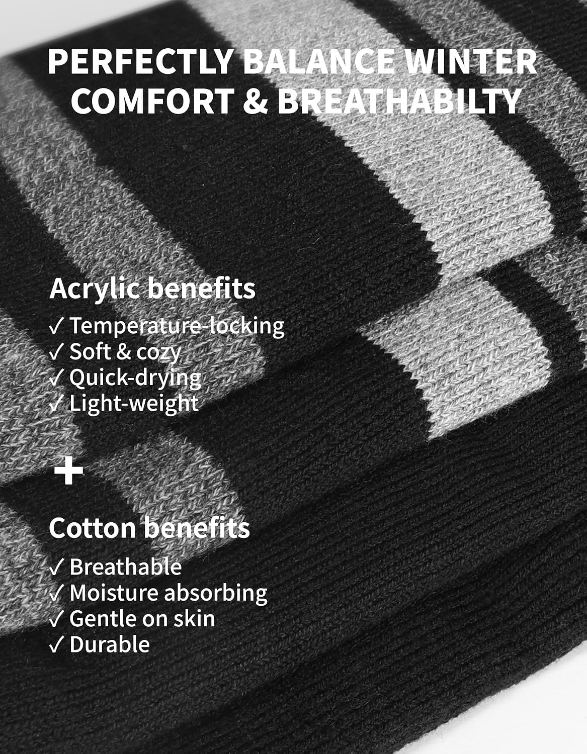 Thumbnail 2 de CLOSEMATE CT20 Men's Thermal Socks, Thick Moisture-Wicking, 2 Pairs