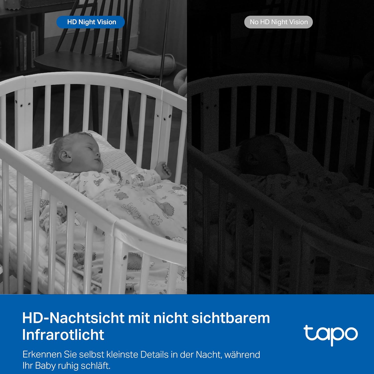 Thumbnail 6 de Tapo C840 Dual-Objektiv BabyCam – Dual-Lens, Babygeschrei-Erkennung, Schlafanalyse und MicroSD-Speicherung