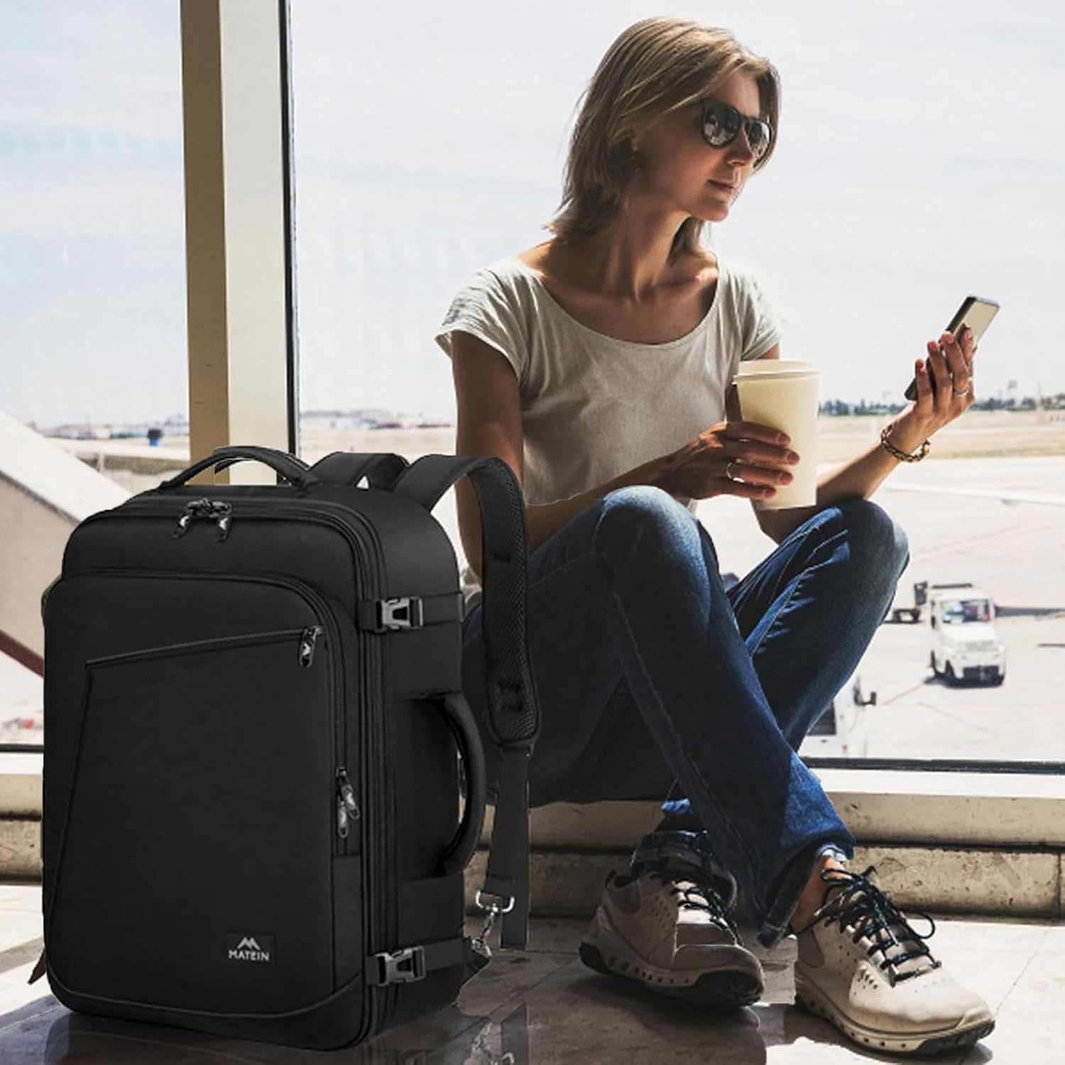 Thumbnail 6 de MATEIN Bagage Cabine 55x35x25 : Sac à Dos Voyage Cabine avec roulettes et 50 L, 2 en 1